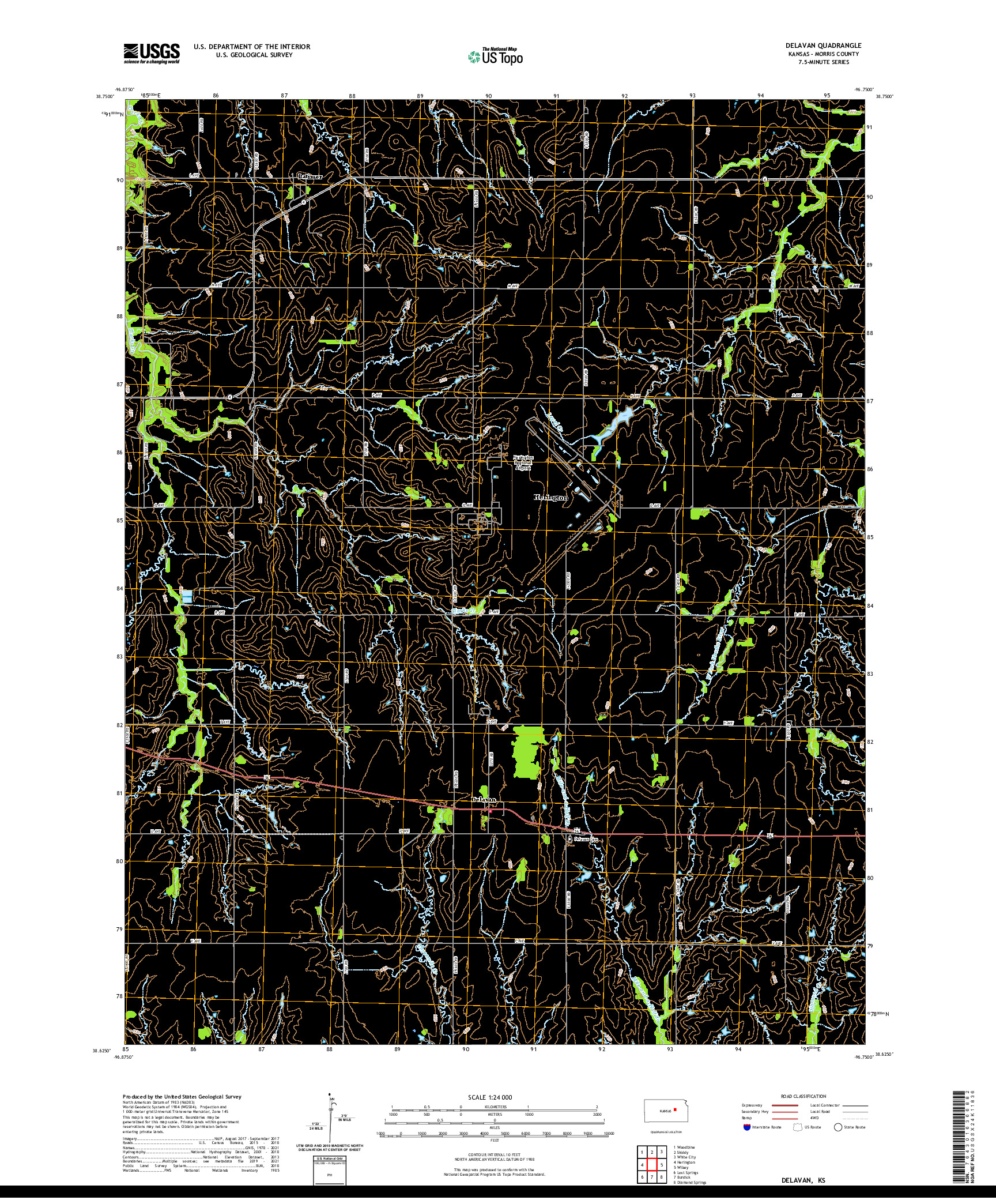 US TOPO 7.5-MINUTE MAP FOR DELAVAN, KS