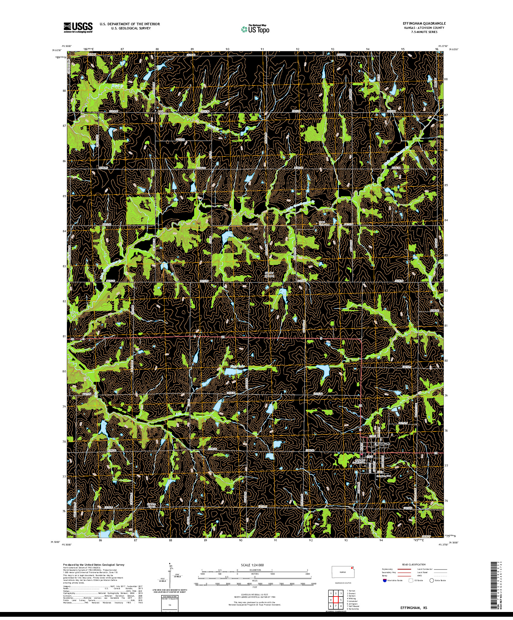 US TOPO 7.5-MINUTE MAP FOR EFFINGHAM, KS