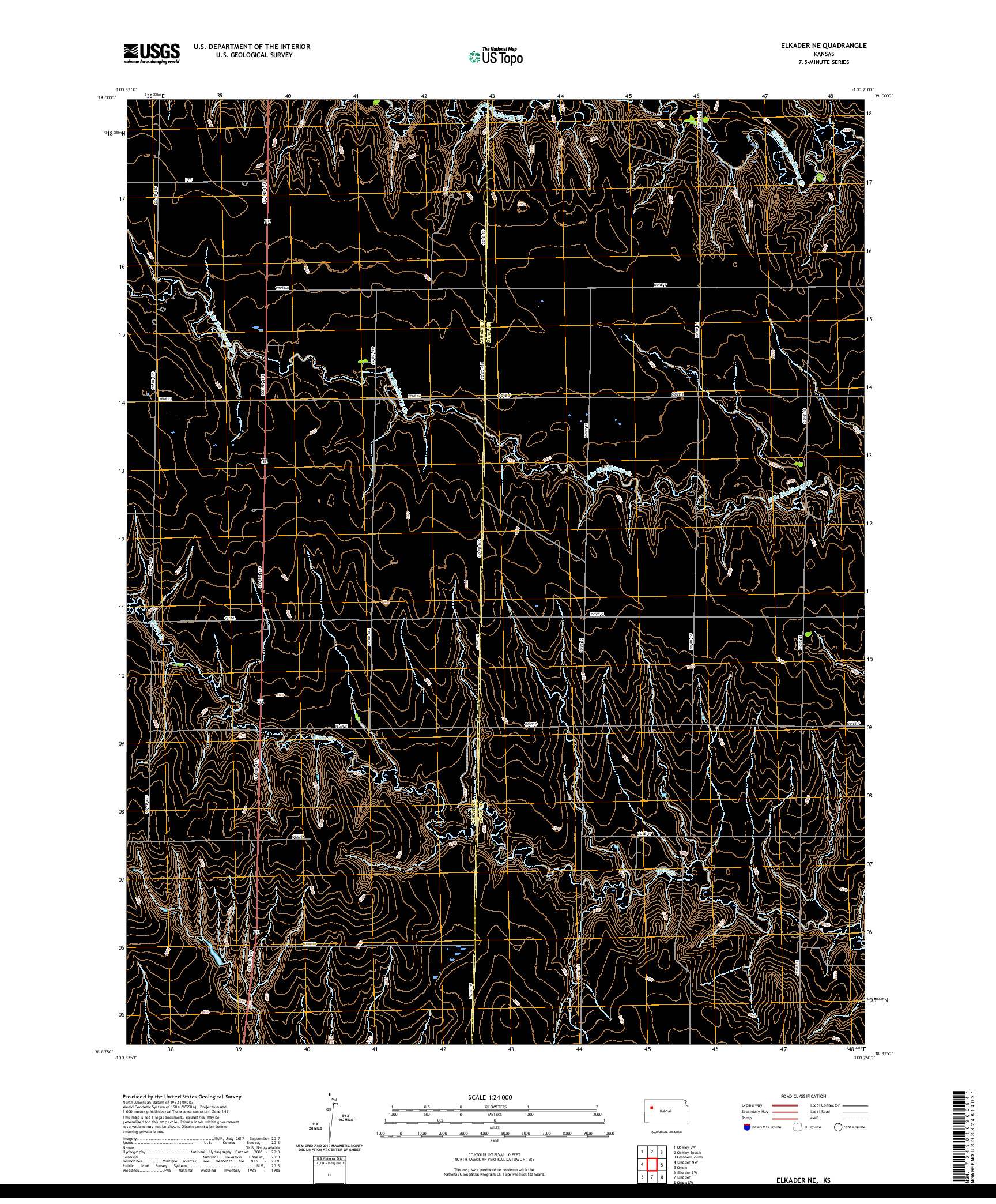 US TOPO 7.5-MINUTE MAP FOR ELKADER NE, KS