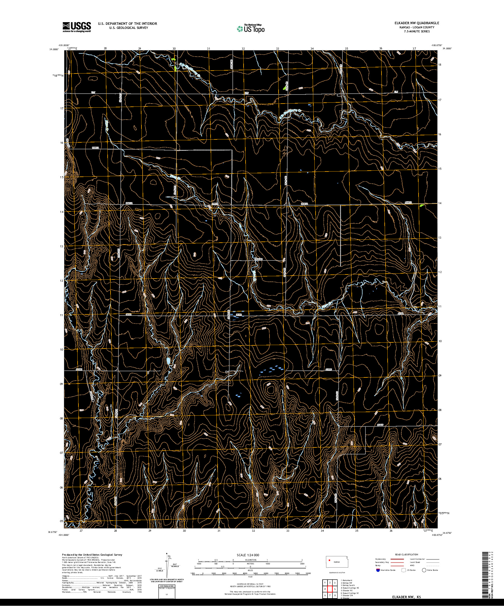 US TOPO 7.5-MINUTE MAP FOR ELKADER NW, KS