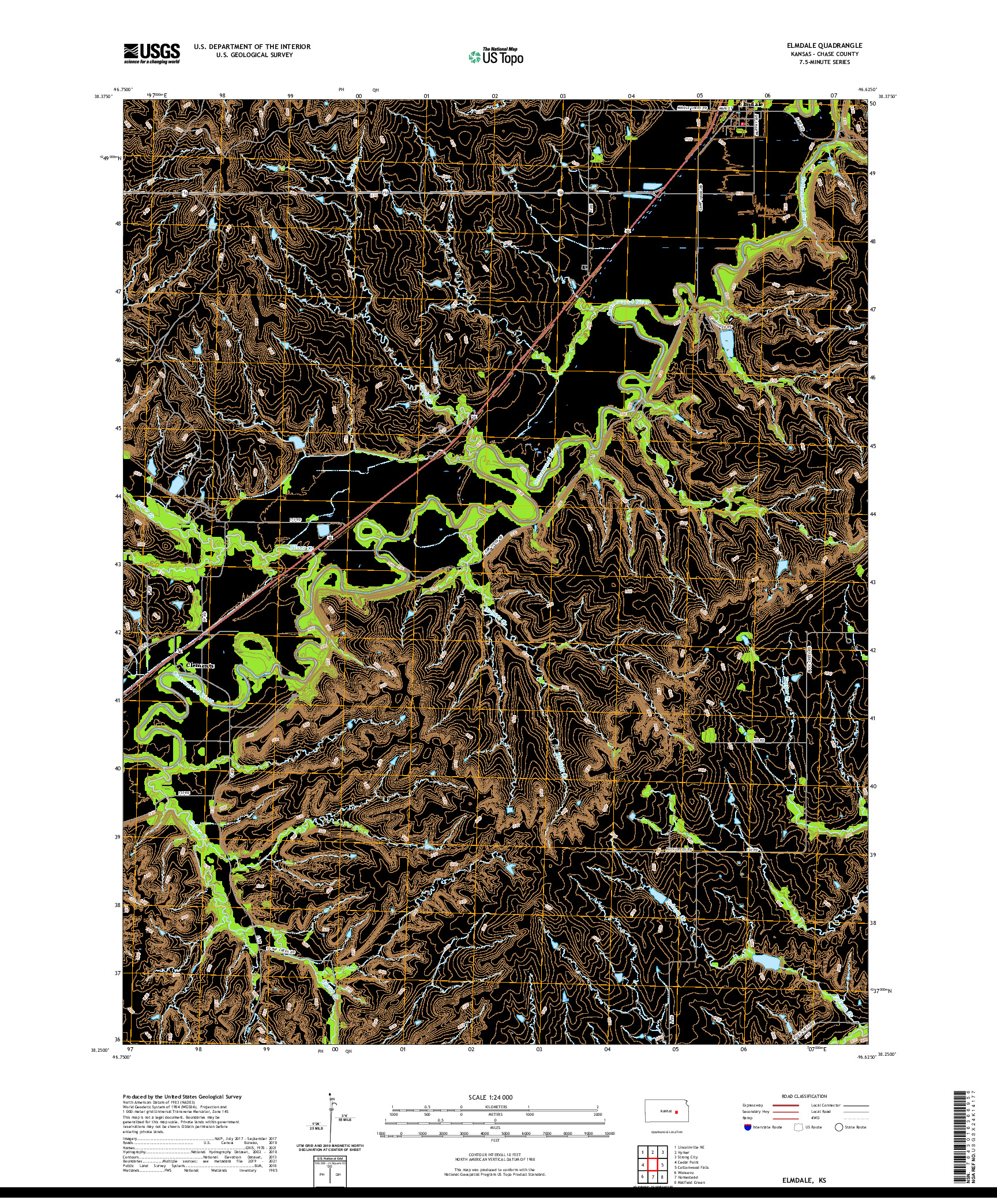 US TOPO 7.5-MINUTE MAP FOR ELMDALE, KS