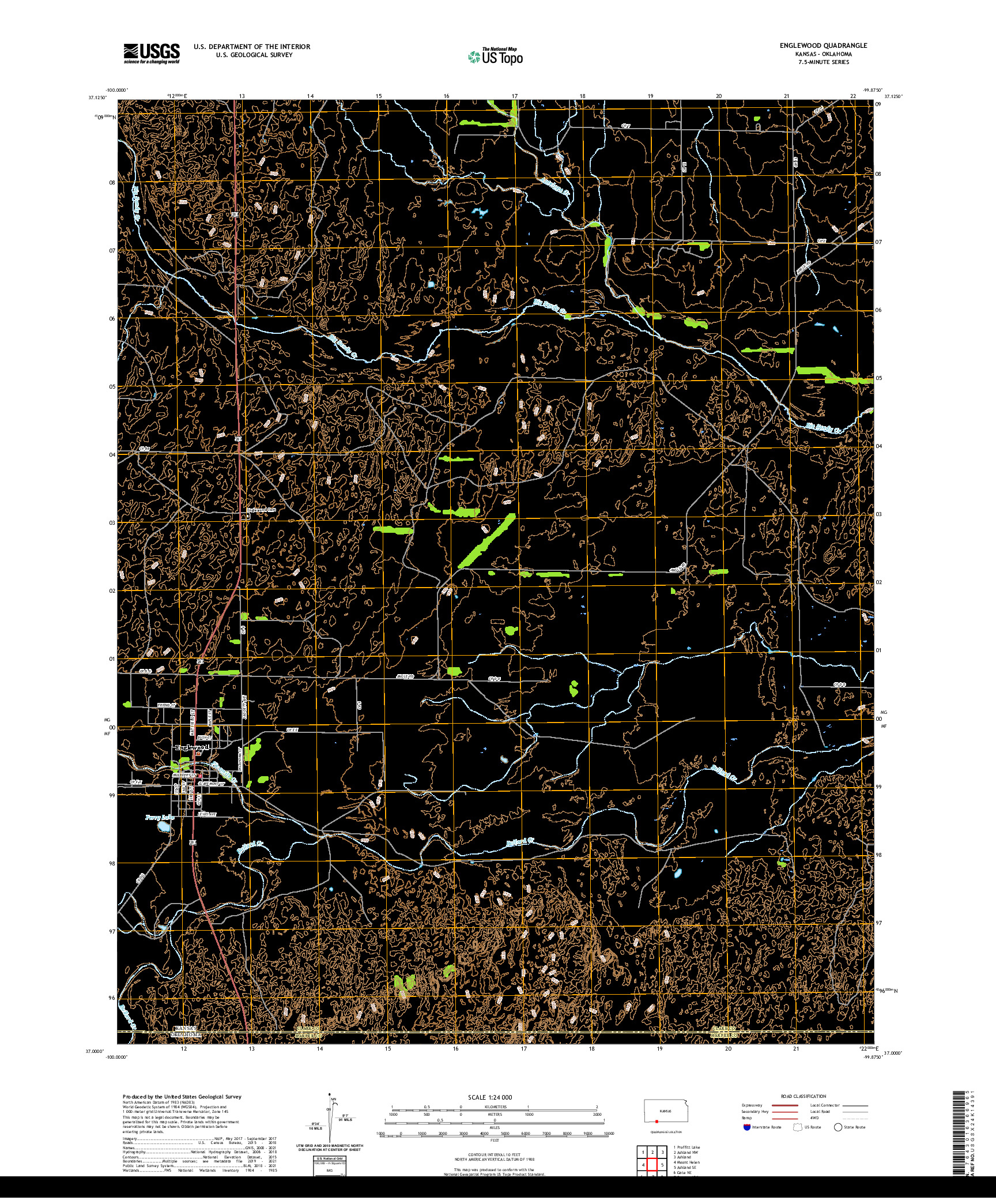US TOPO 7.5-MINUTE MAP FOR ENGLEWOOD, KS,OK