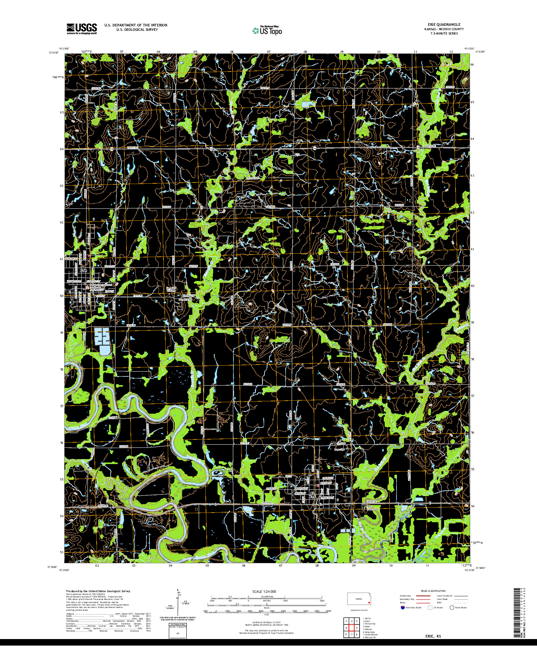 US TOPO 7.5-MINUTE MAP FOR ERIE, KS