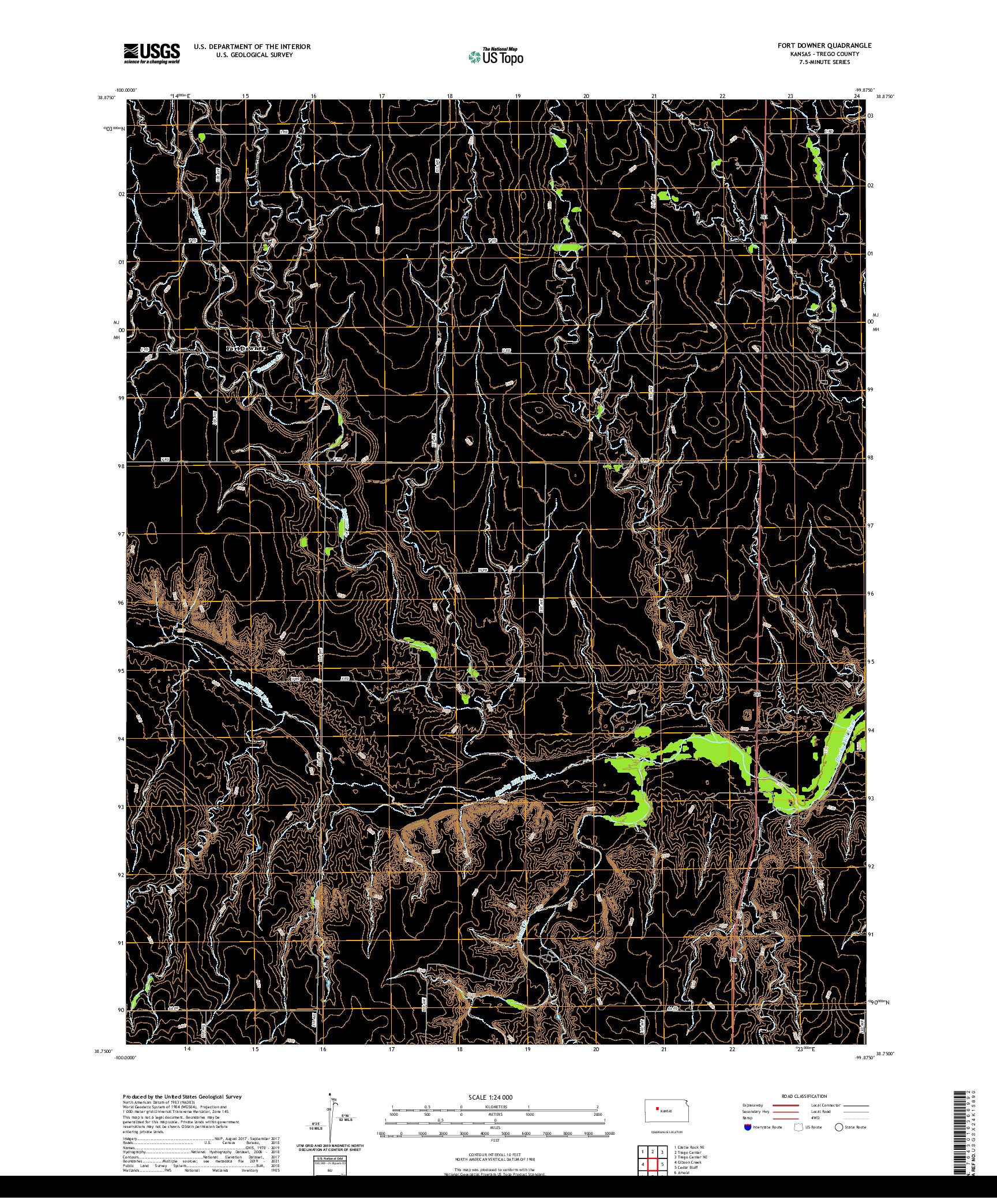 US TOPO 7.5-MINUTE MAP FOR FORT DOWNER, KS