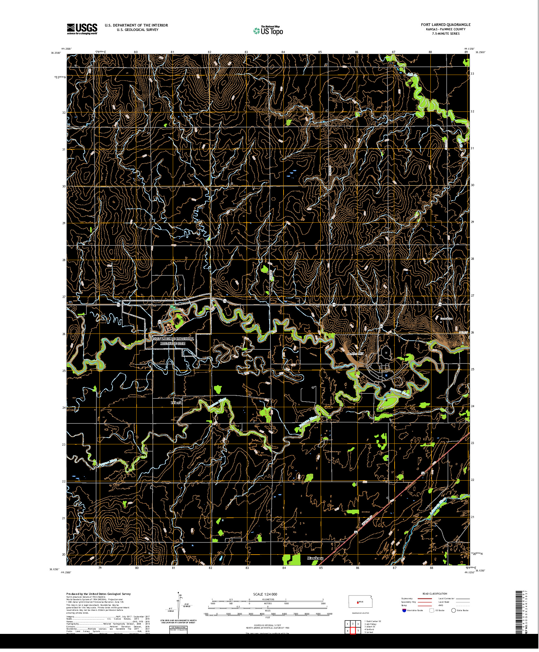 US TOPO 7.5-MINUTE MAP FOR FORT LARNED, KS