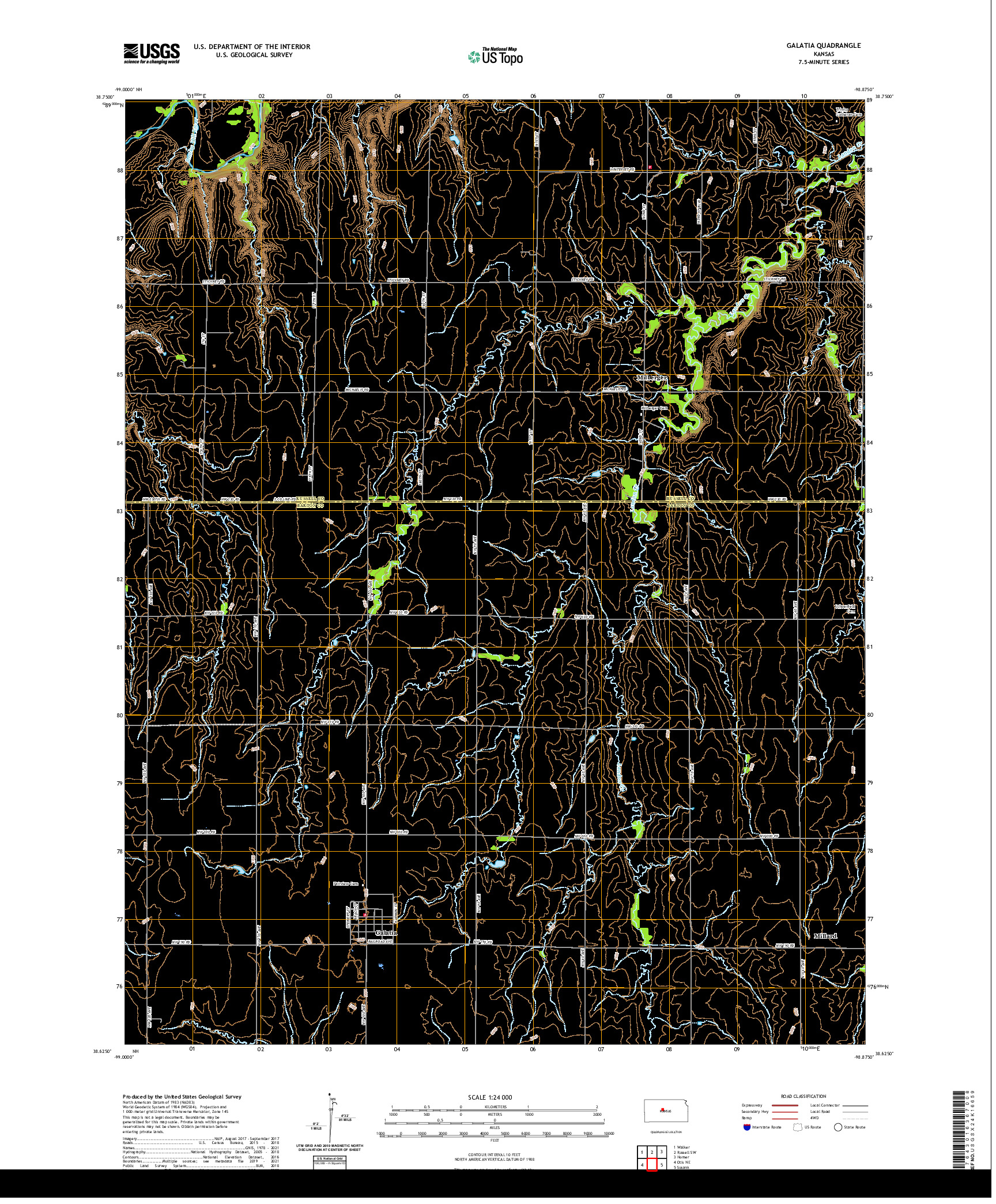 US TOPO 7.5-MINUTE MAP FOR GALATIA, KS