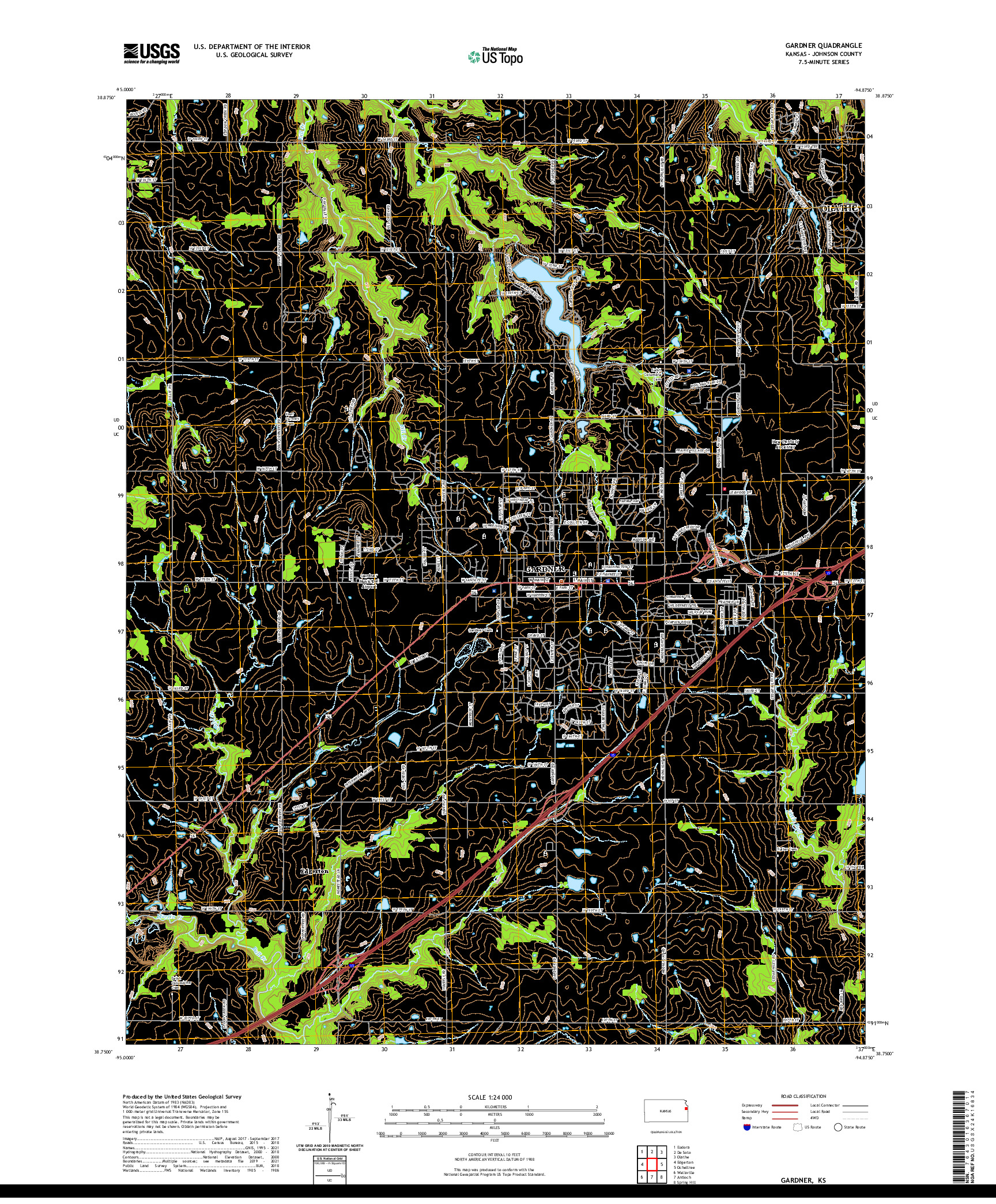 US TOPO 7.5-MINUTE MAP FOR GARDNER, KS