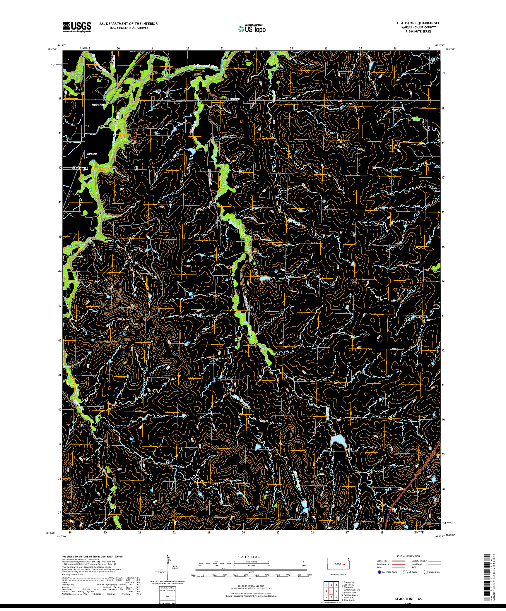 US TOPO 7.5-MINUTE MAP FOR GLADSTONE, KS