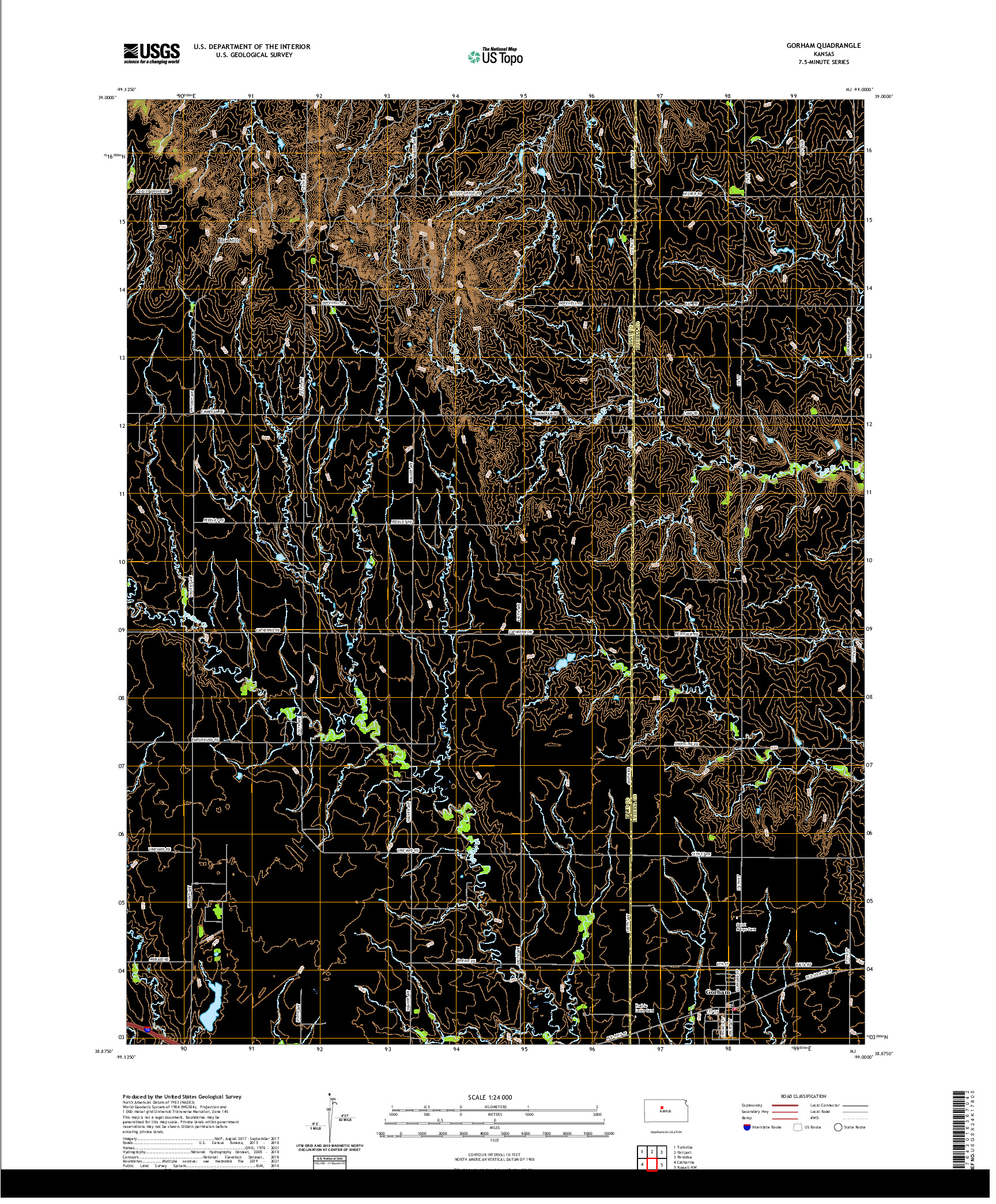 US TOPO 7.5-MINUTE MAP FOR GORHAM, KS