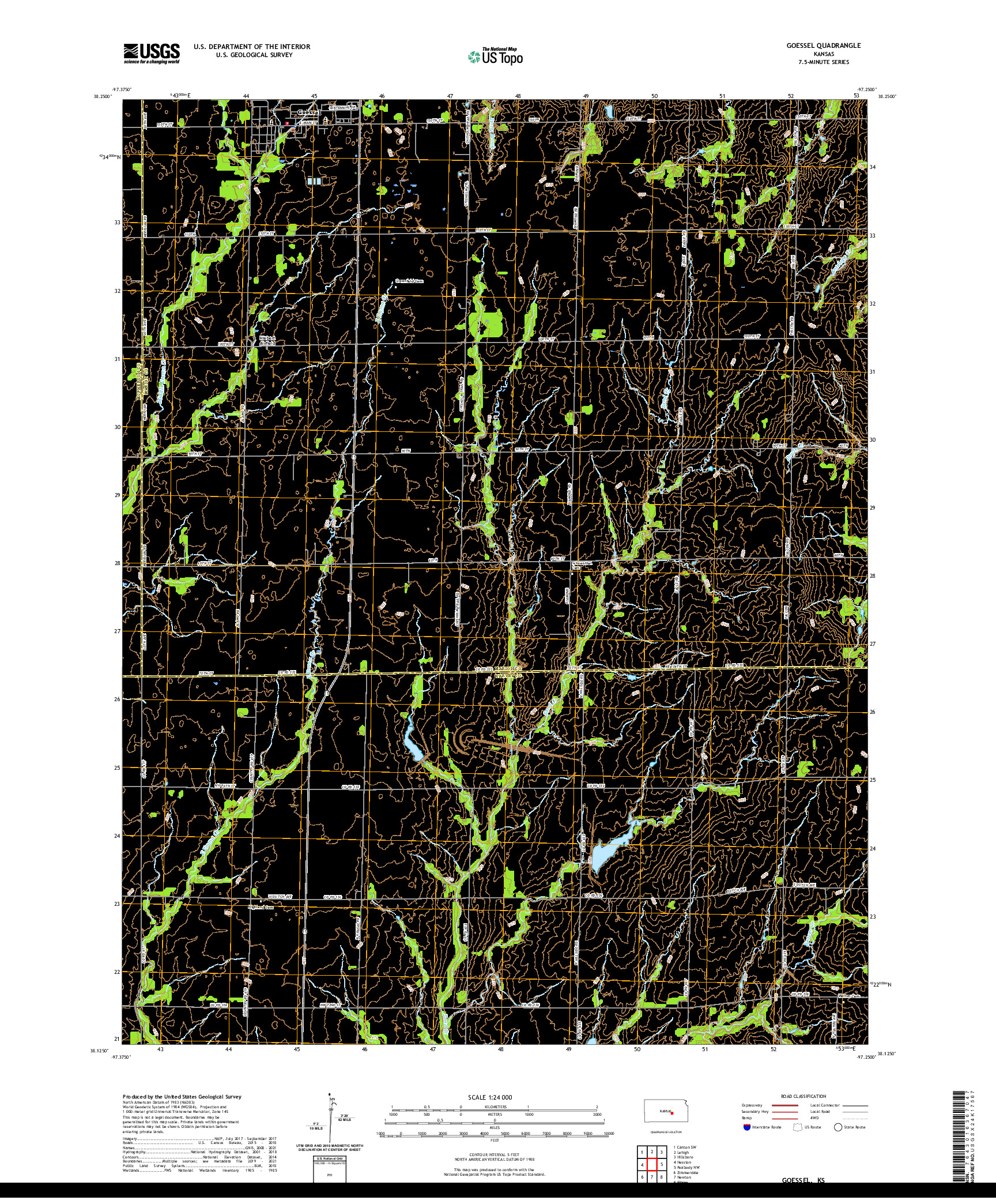 US TOPO 7.5-MINUTE MAP FOR GOESSEL, KS