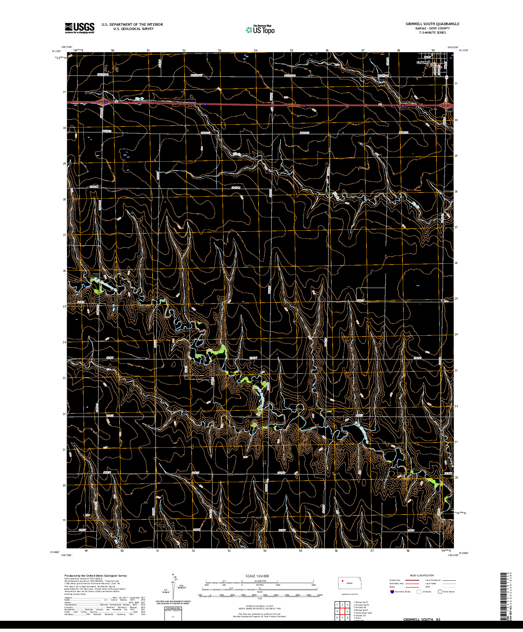 US TOPO 7.5-MINUTE MAP FOR GRINNELL SOUTH, KS