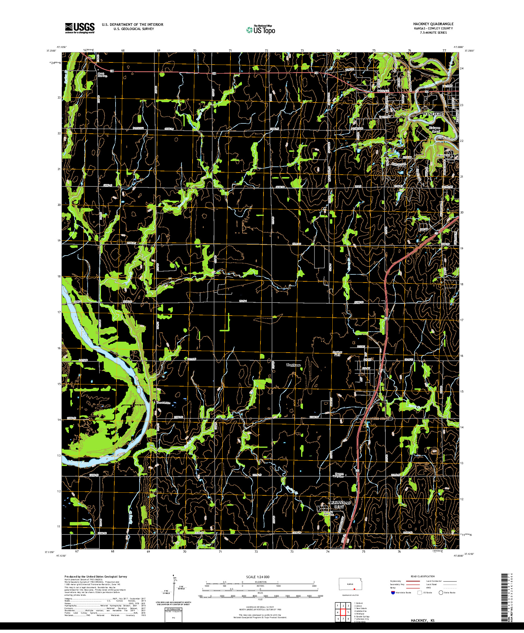 US TOPO 7.5-MINUTE MAP FOR HACKNEY, KS