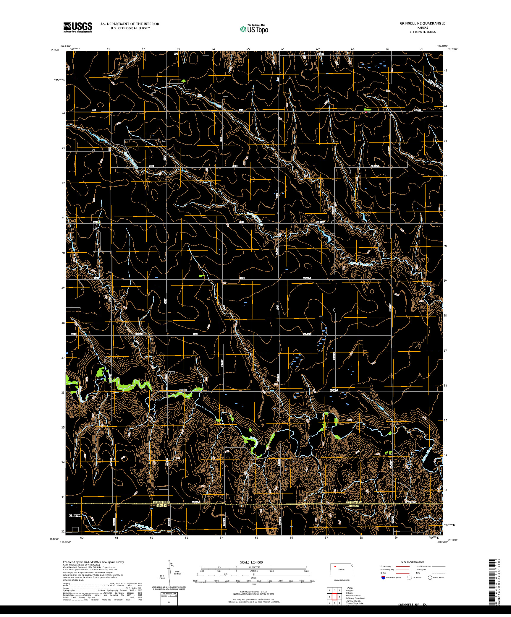 US TOPO 7.5-MINUTE MAP FOR GRINNELL NE, KS