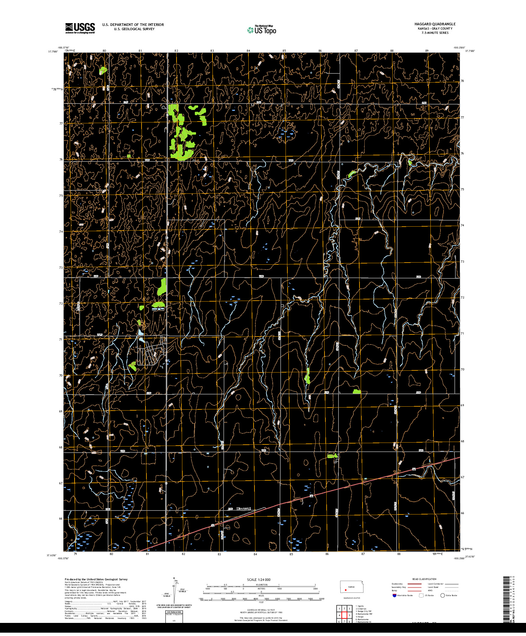 US TOPO 7.5-MINUTE MAP FOR HAGGARD, KS