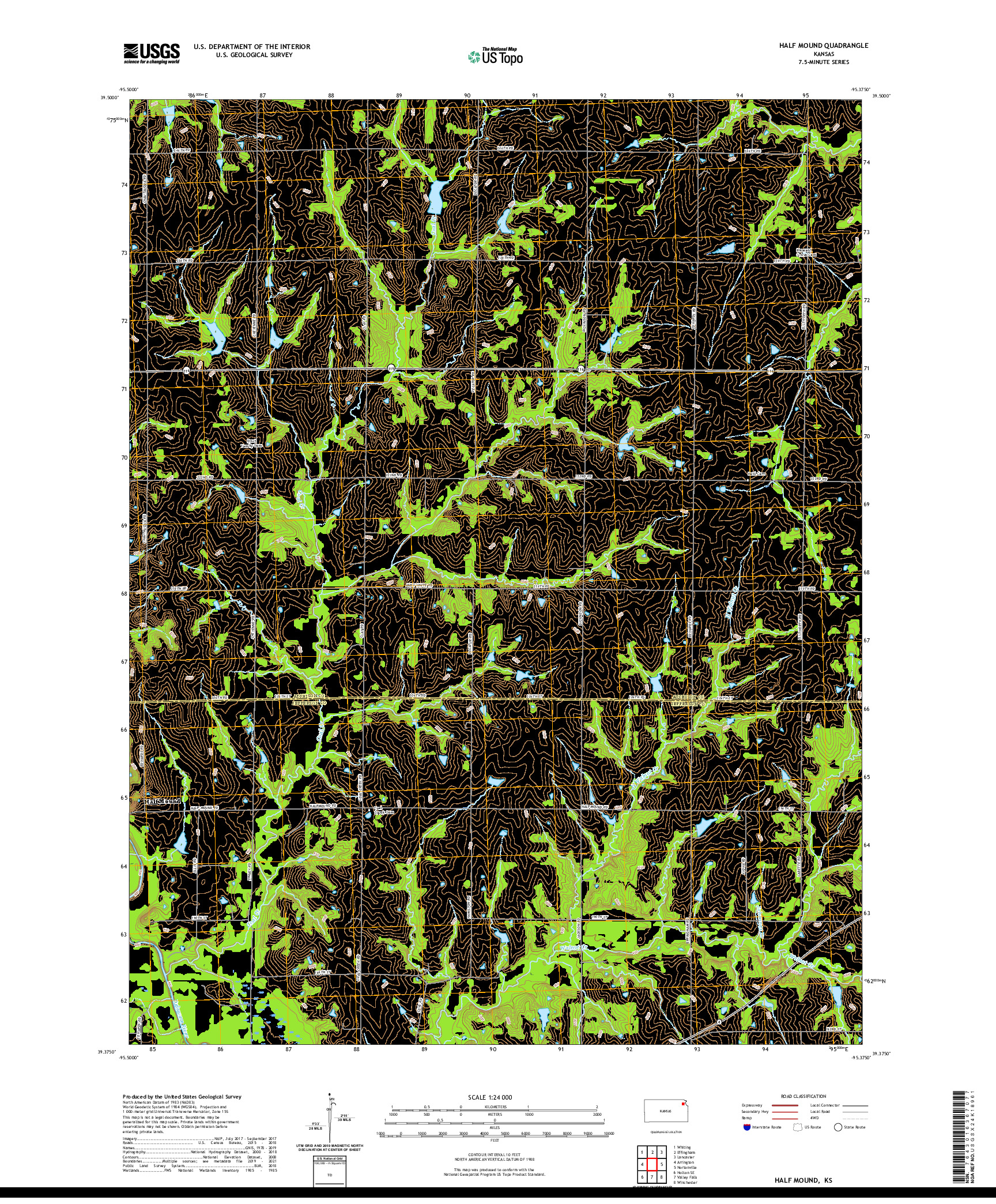 US TOPO 7.5-MINUTE MAP FOR HALF MOUND, KS