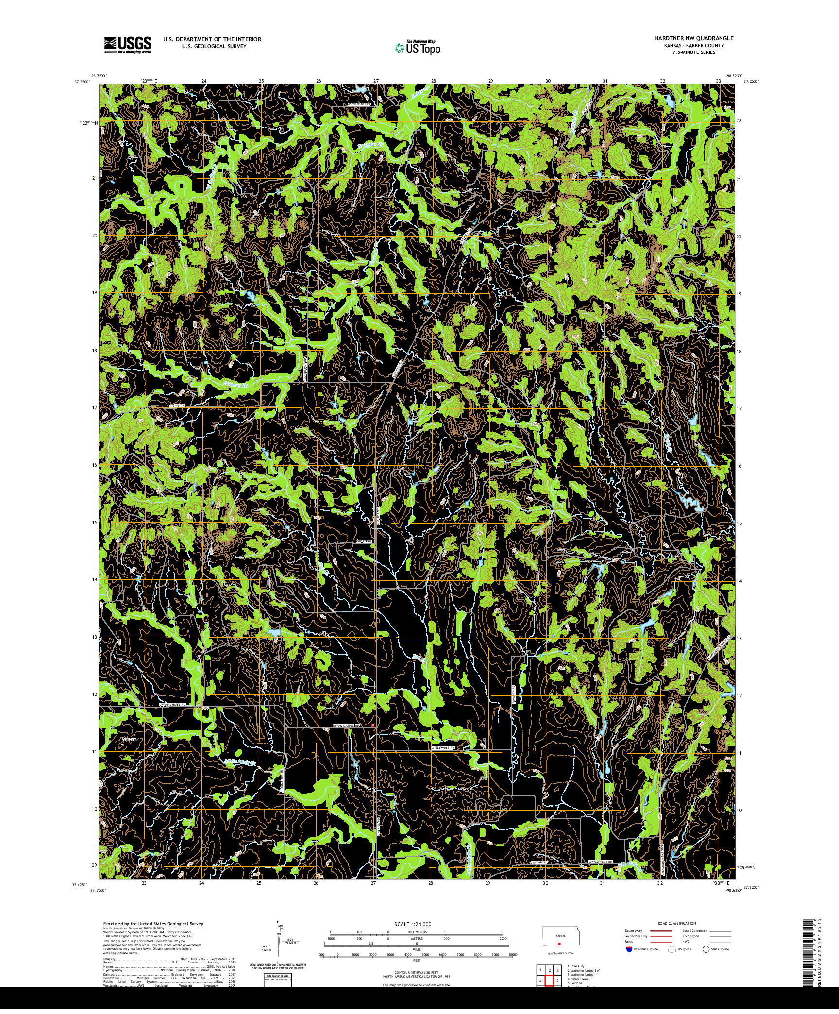 US TOPO 7.5-MINUTE MAP FOR HARDTNER NW, KS