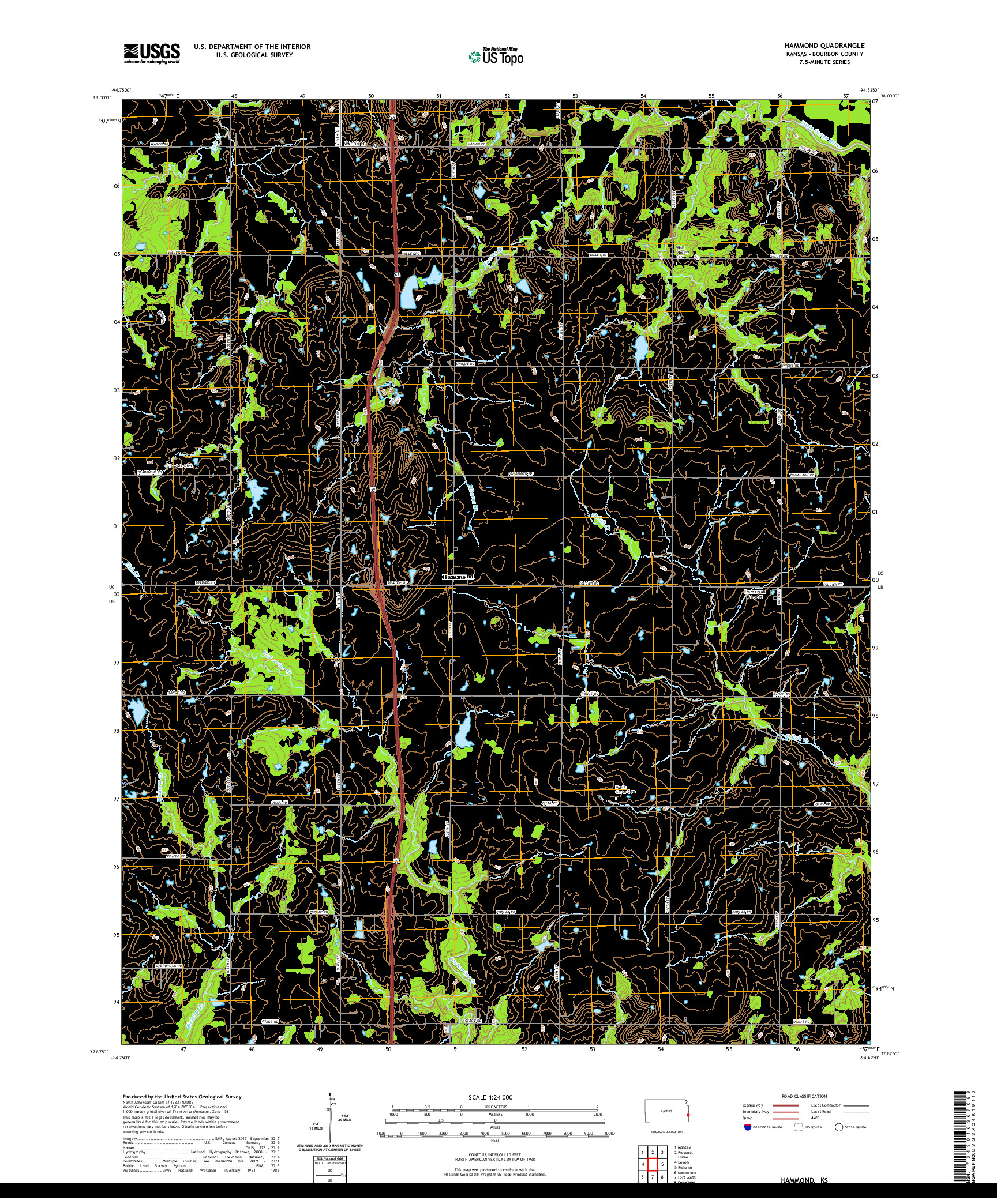 US TOPO 7.5-MINUTE MAP FOR HAMMOND, KS