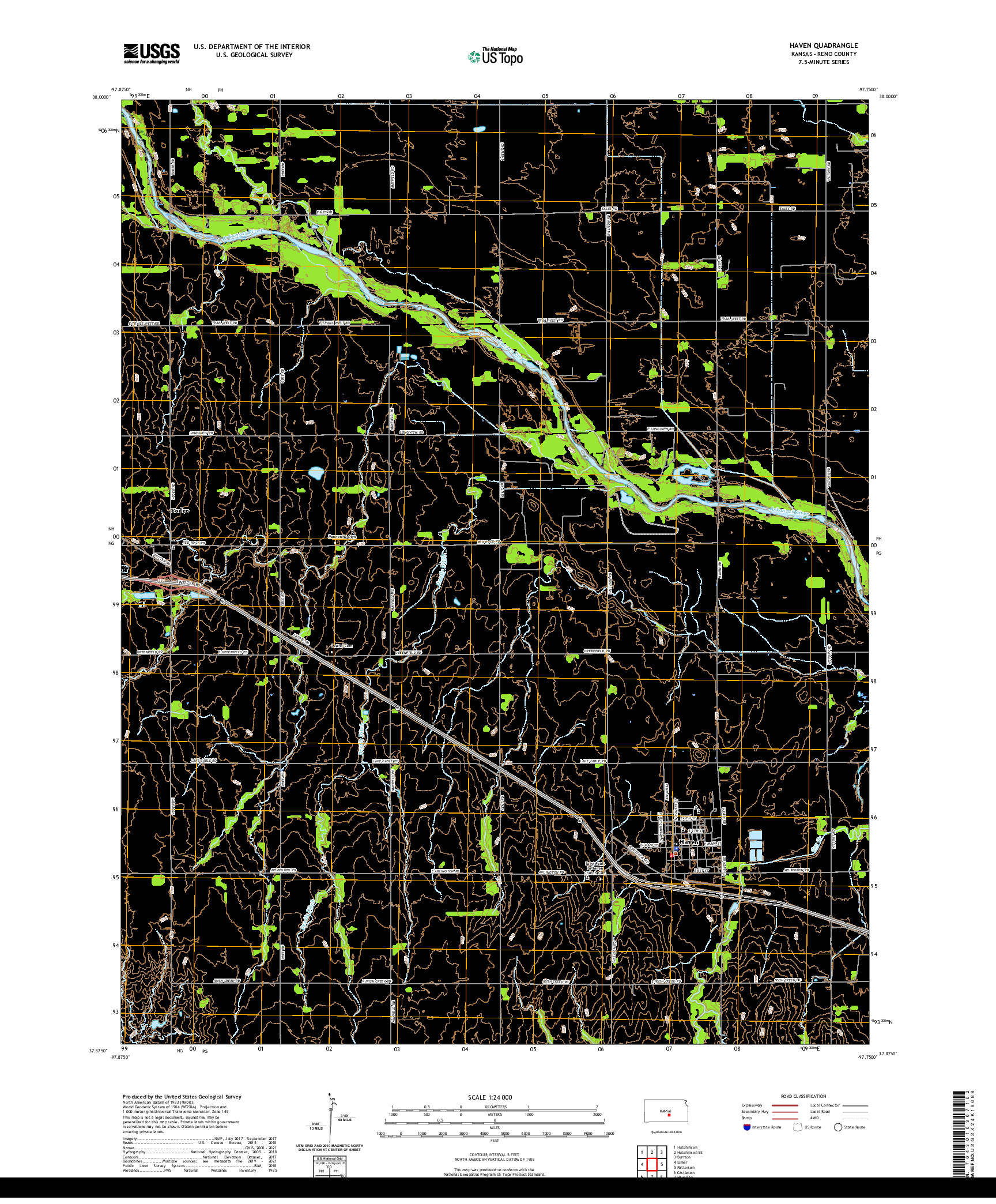 US TOPO 7.5-MINUTE MAP FOR HAVEN, KS