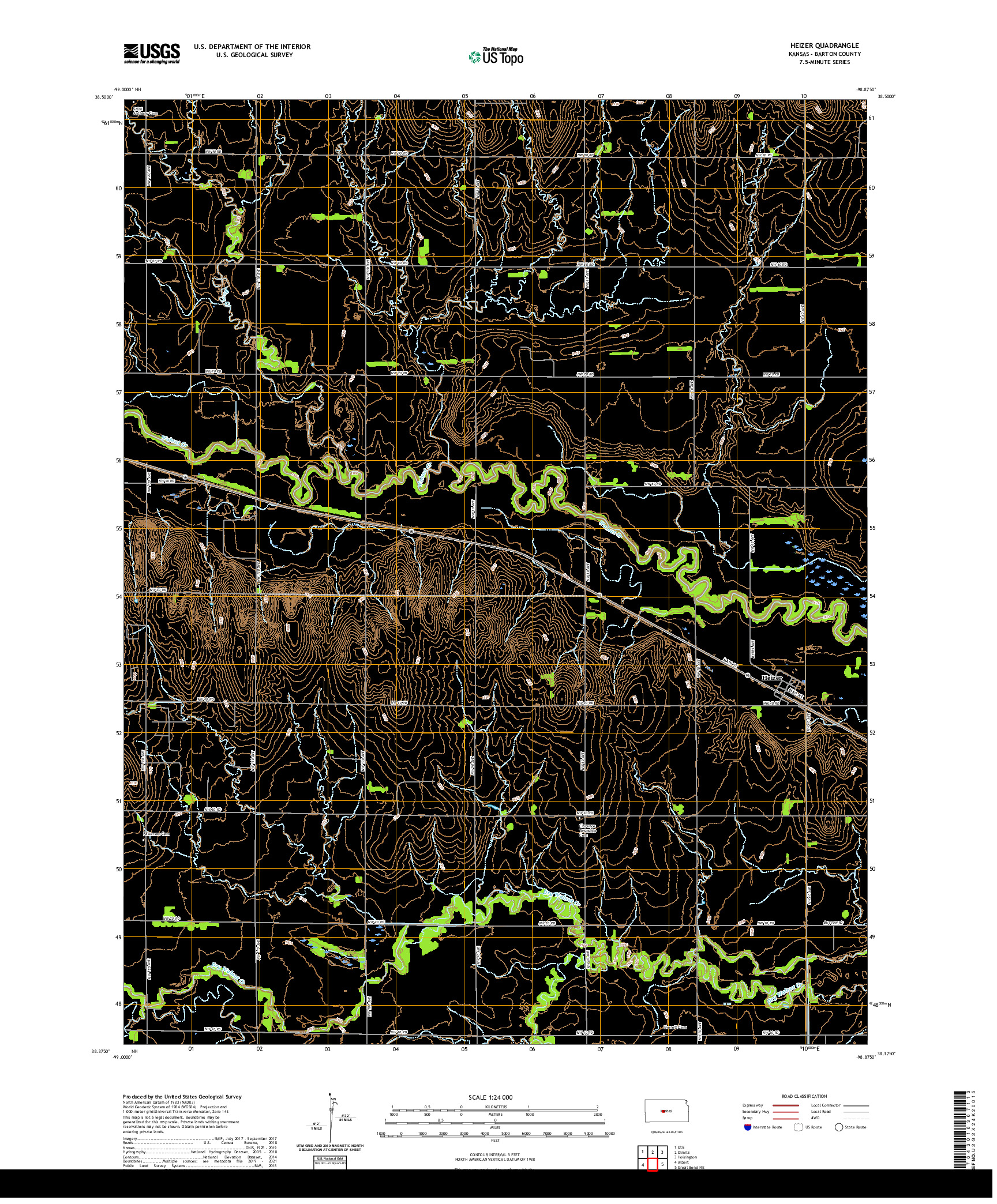 US TOPO 7.5-MINUTE MAP FOR HEIZER, KS