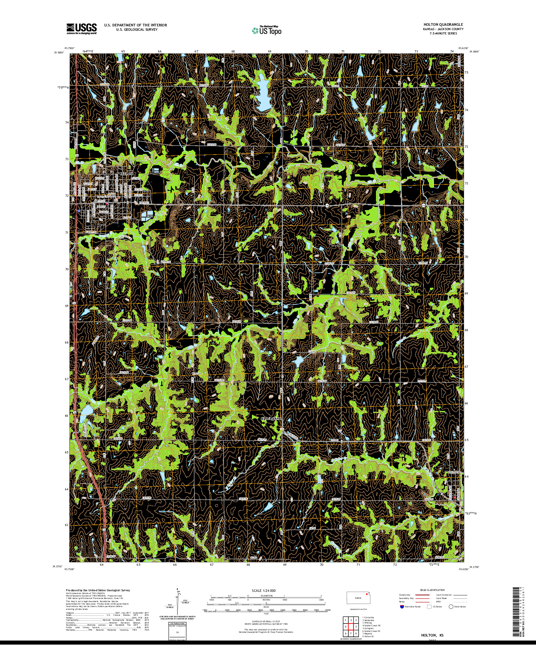 US TOPO 7.5-MINUTE MAP FOR HOLTON, KS