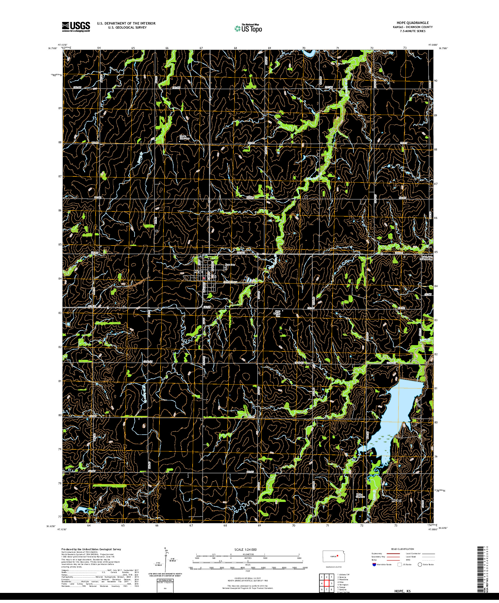 US TOPO 7.5-MINUTE MAP FOR HOPE, KS