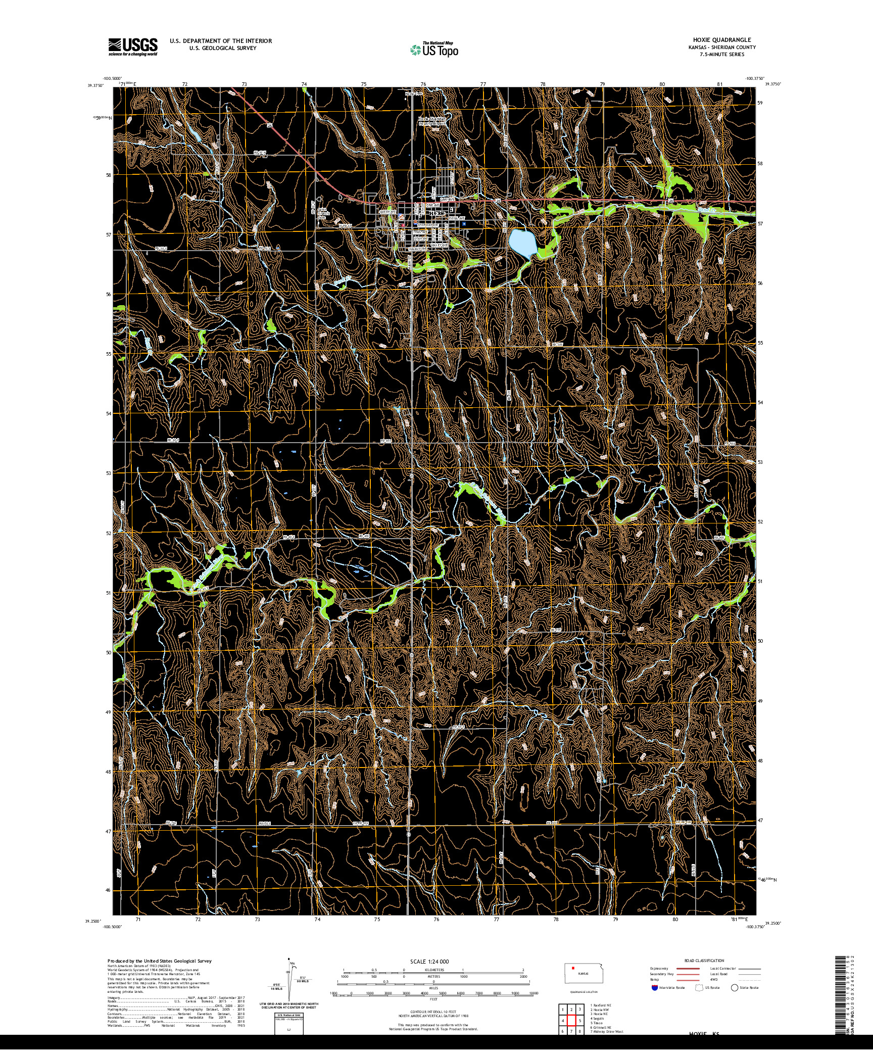 US TOPO 7.5-MINUTE MAP FOR HOXIE, KS