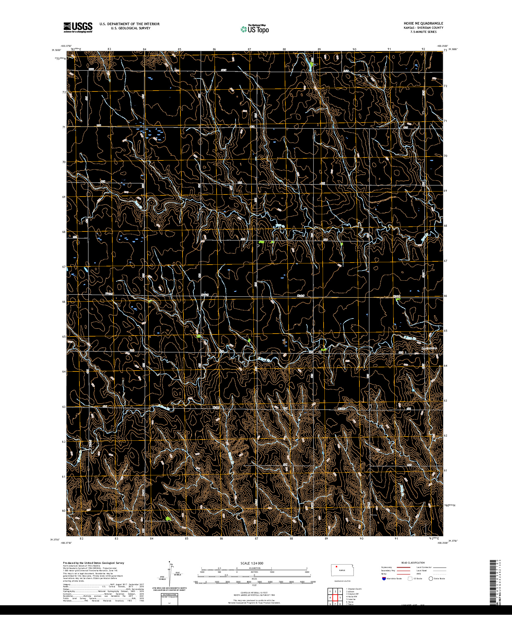 US TOPO 7.5-MINUTE MAP FOR HOXIE NE, KS