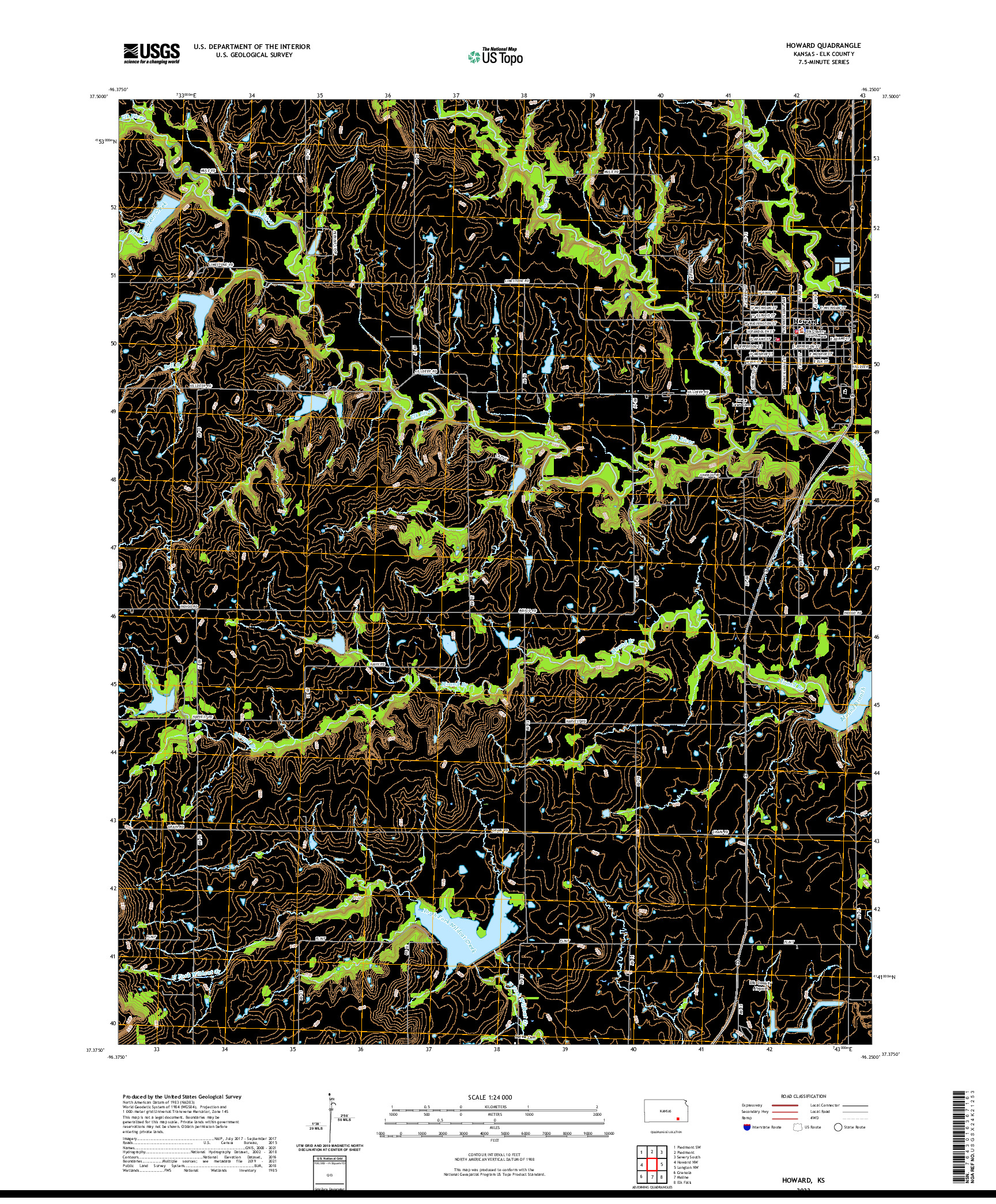 US TOPO 7.5-MINUTE MAP FOR HOWARD, KS