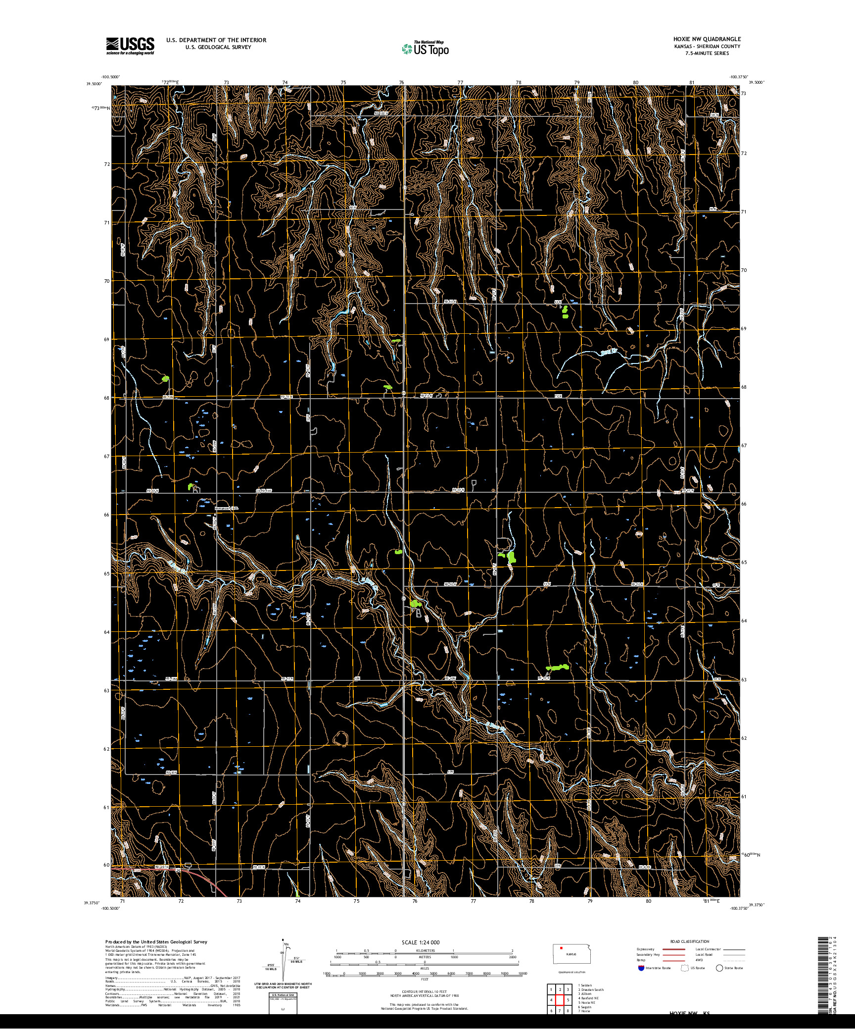 US TOPO 7.5-MINUTE MAP FOR HOXIE NW, KS