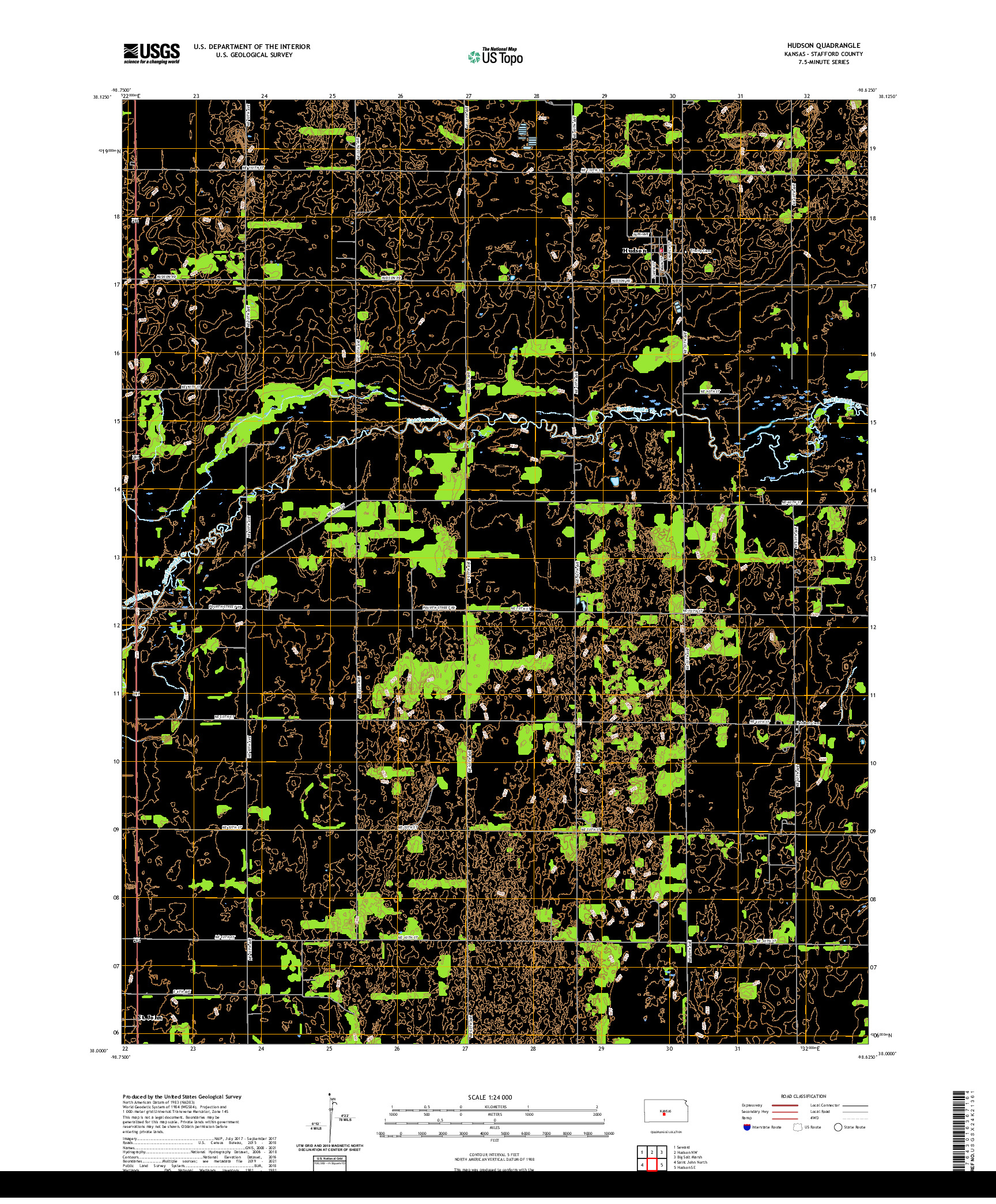 US TOPO 7.5-MINUTE MAP FOR HUDSON, KS