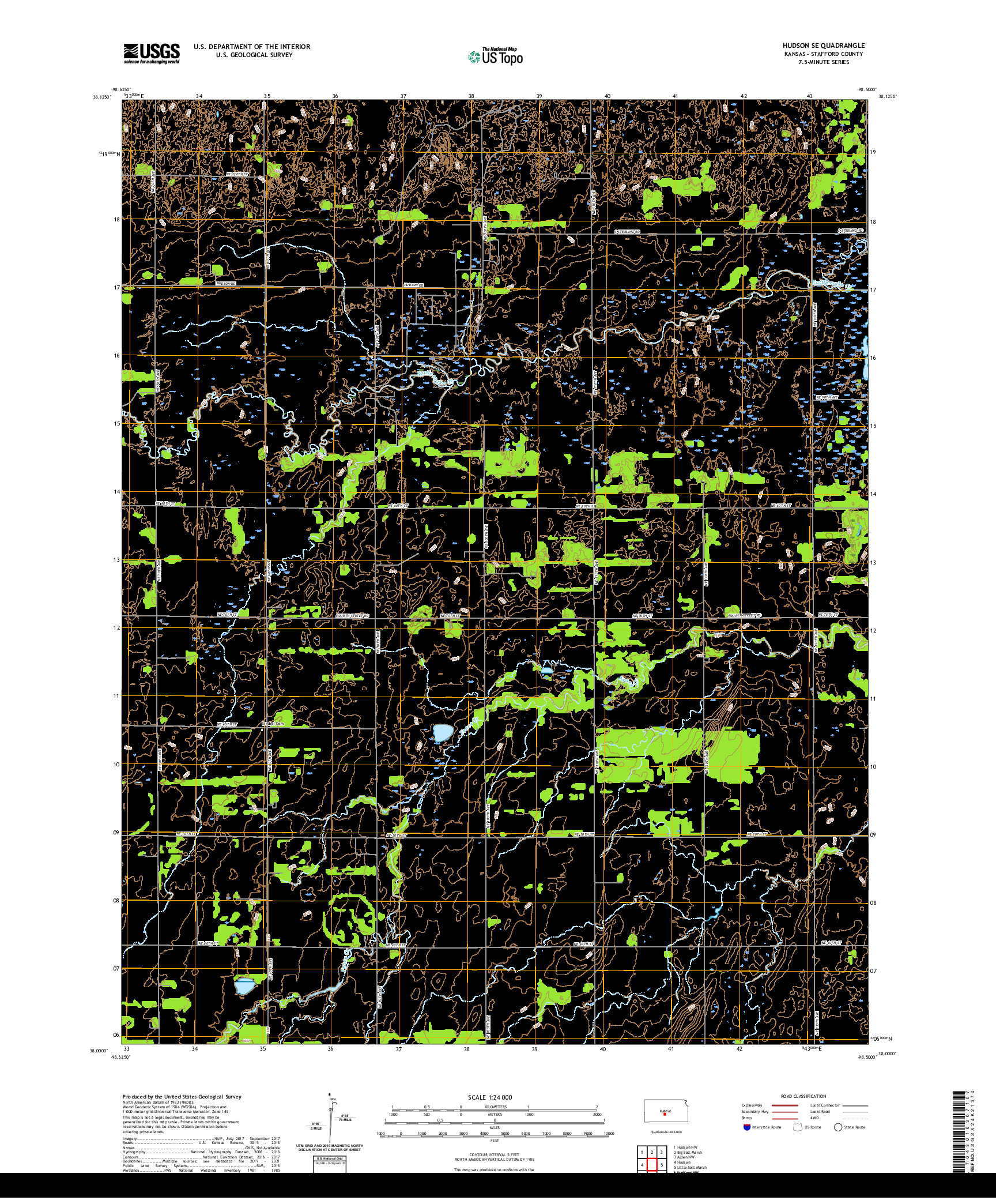 US TOPO 7.5-MINUTE MAP FOR HUDSON SE, KS