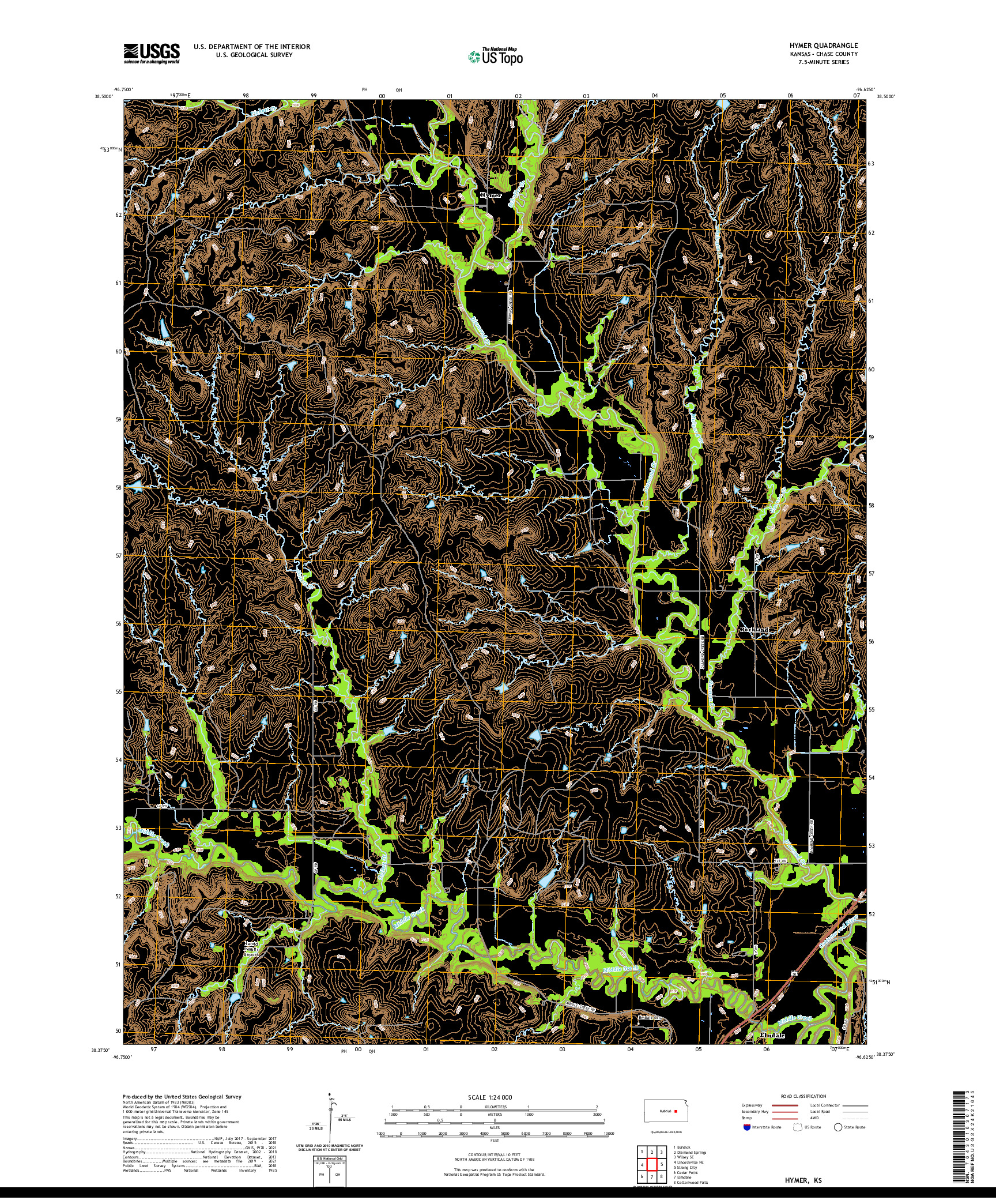 US TOPO 7.5-MINUTE MAP FOR HYMER, KS