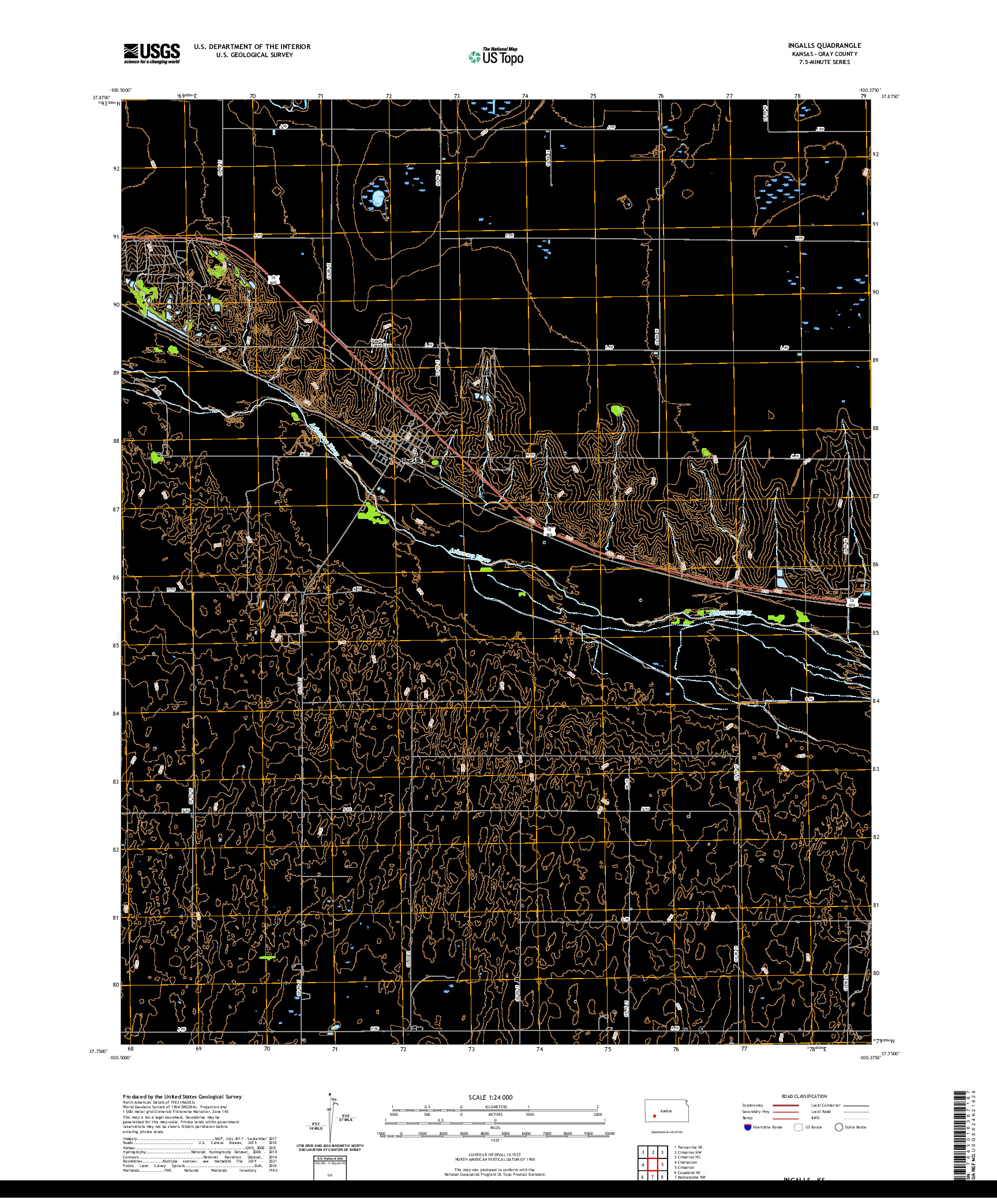 US TOPO 7.5-MINUTE MAP FOR INGALLS, KS