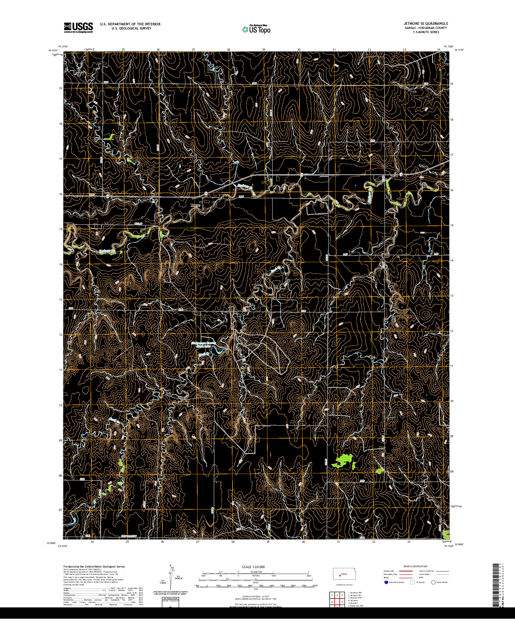 US TOPO 7.5-MINUTE MAP FOR JETMORE SE, KS
