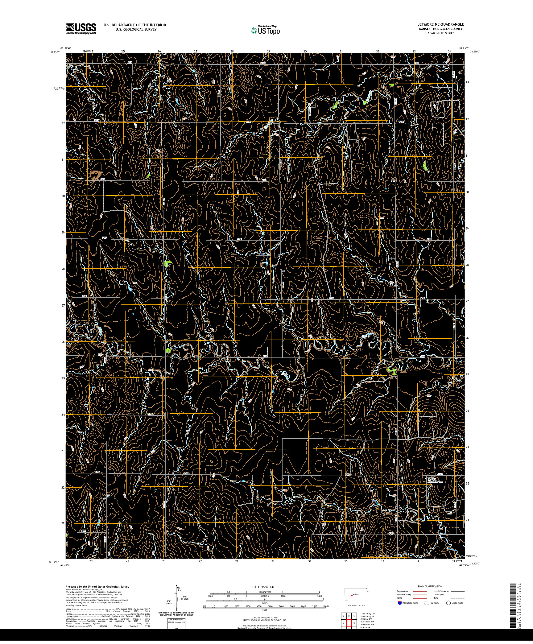 US TOPO 7.5-MINUTE MAP FOR JETMORE NE, KS