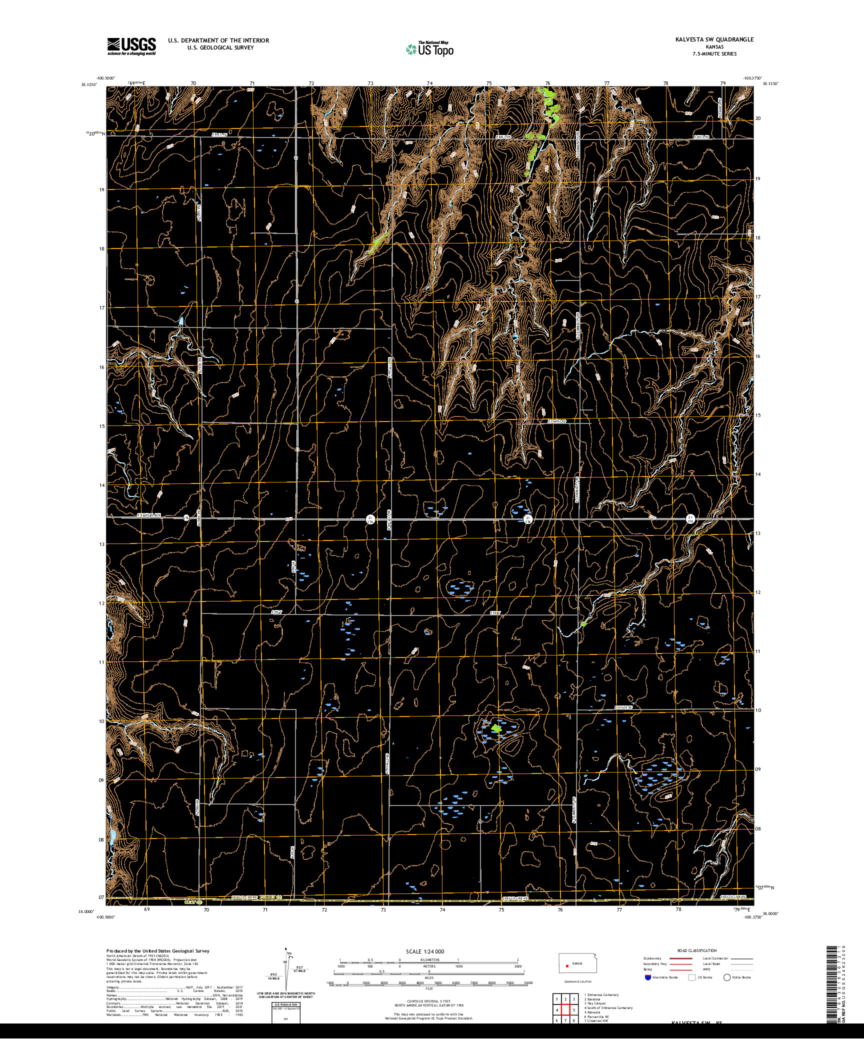 US TOPO 7.5-MINUTE MAP FOR KALVESTA SW, KS