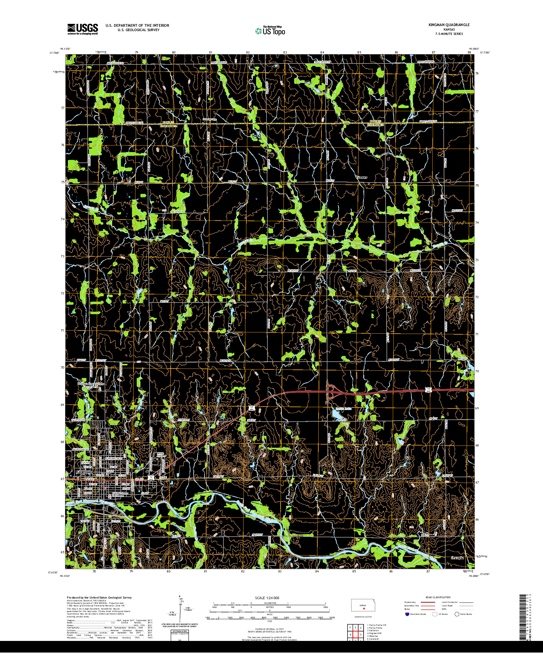 US TOPO 7.5-MINUTE MAP FOR KINGMAN, KS