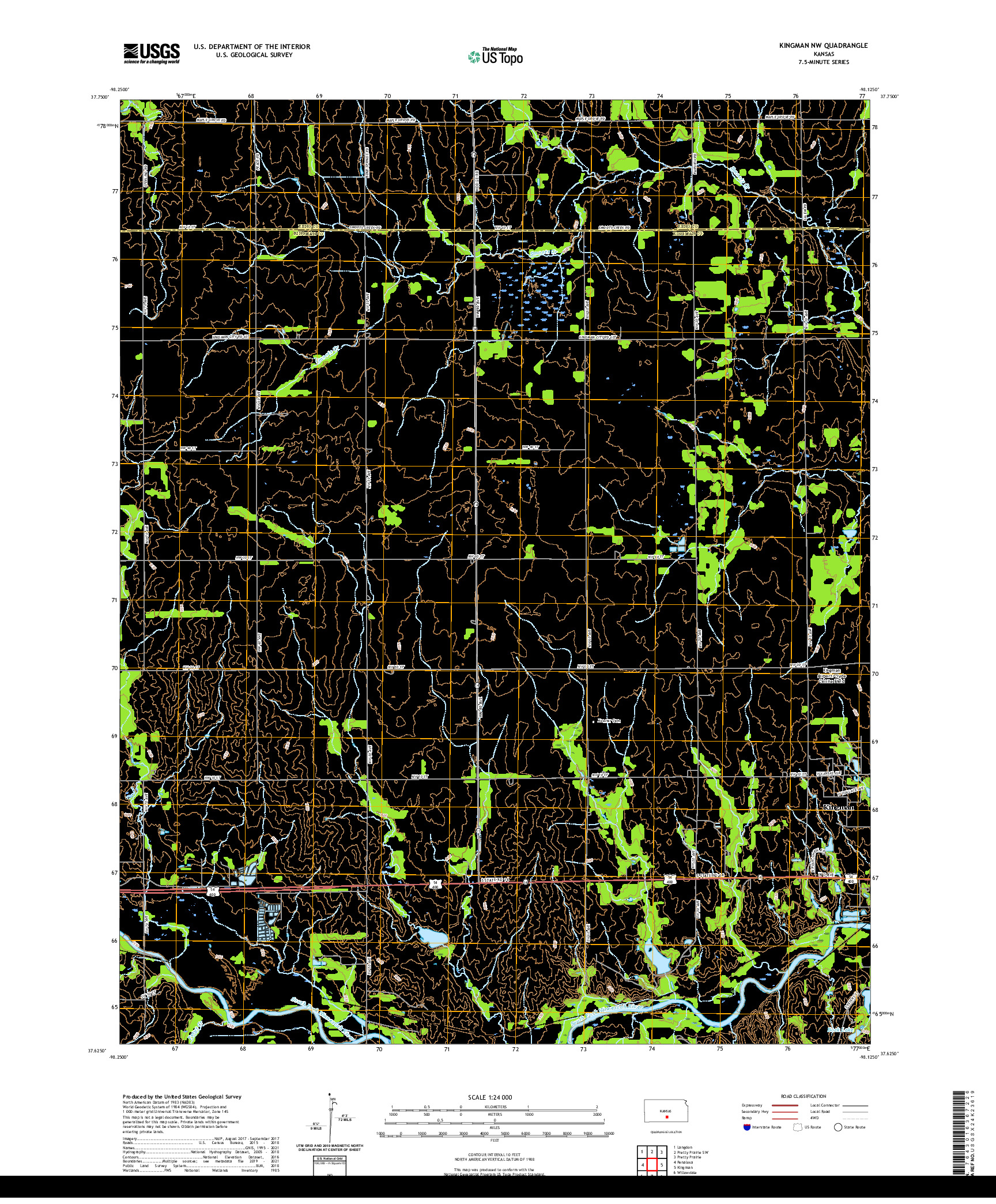 US TOPO 7.5-MINUTE MAP FOR KINGMAN NW, KS