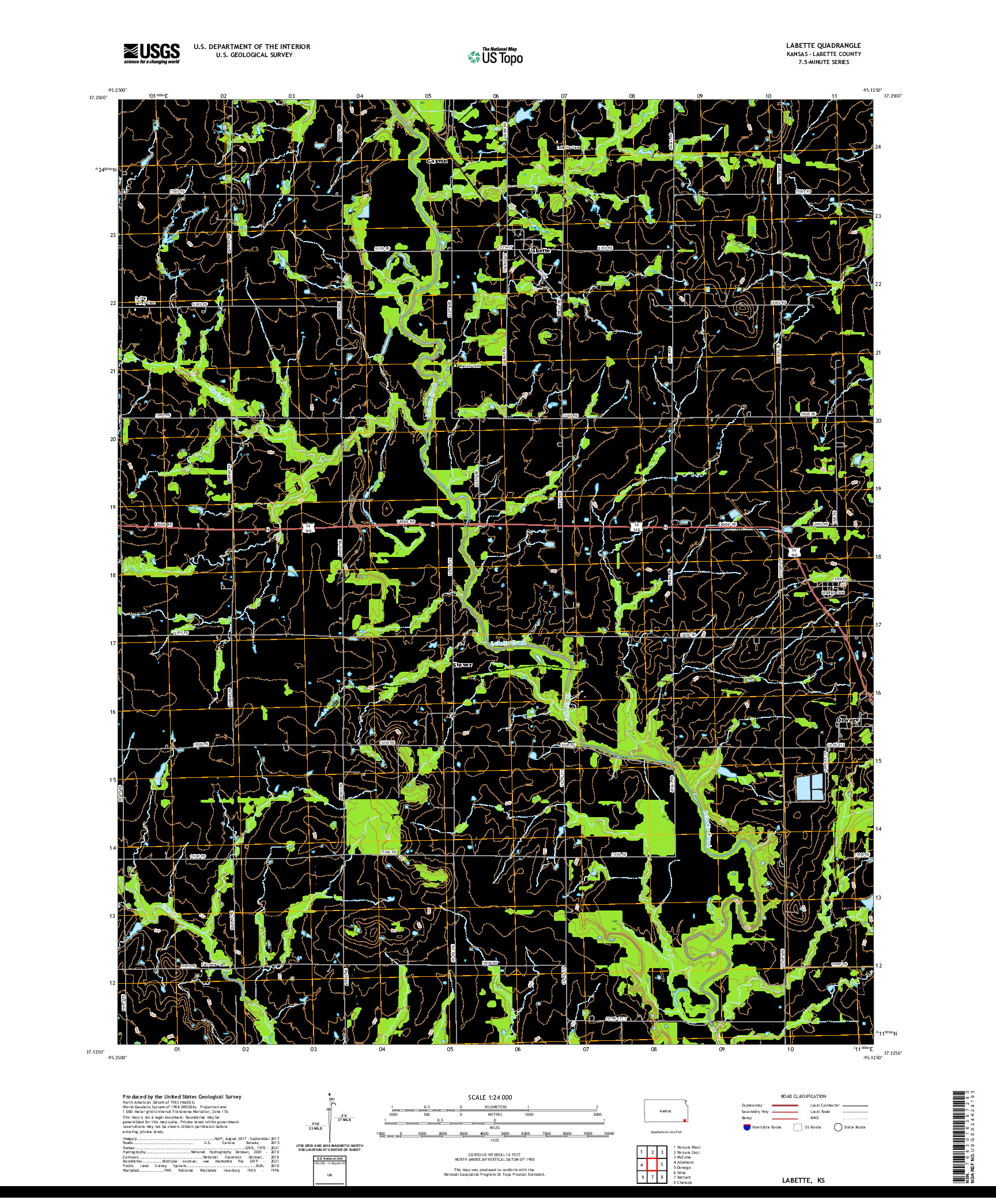 US TOPO 7.5-MINUTE MAP FOR LABETTE, KS