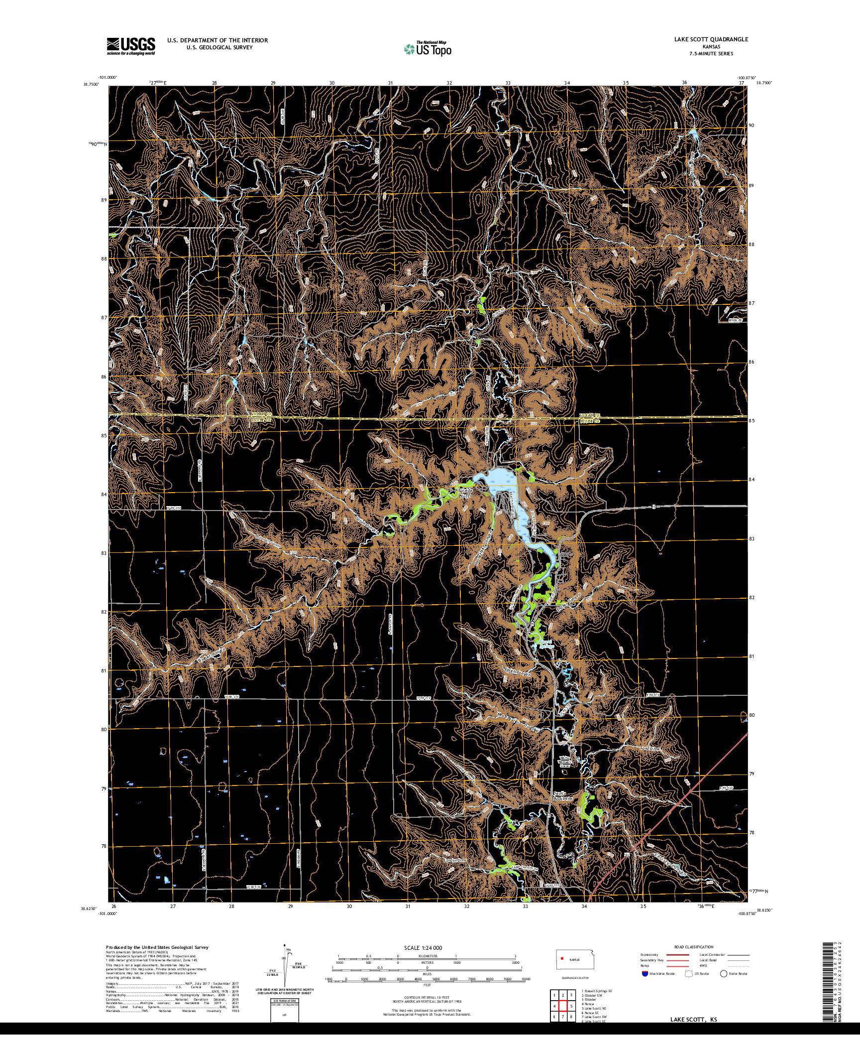 US TOPO 7.5-MINUTE MAP FOR LAKE SCOTT, KS