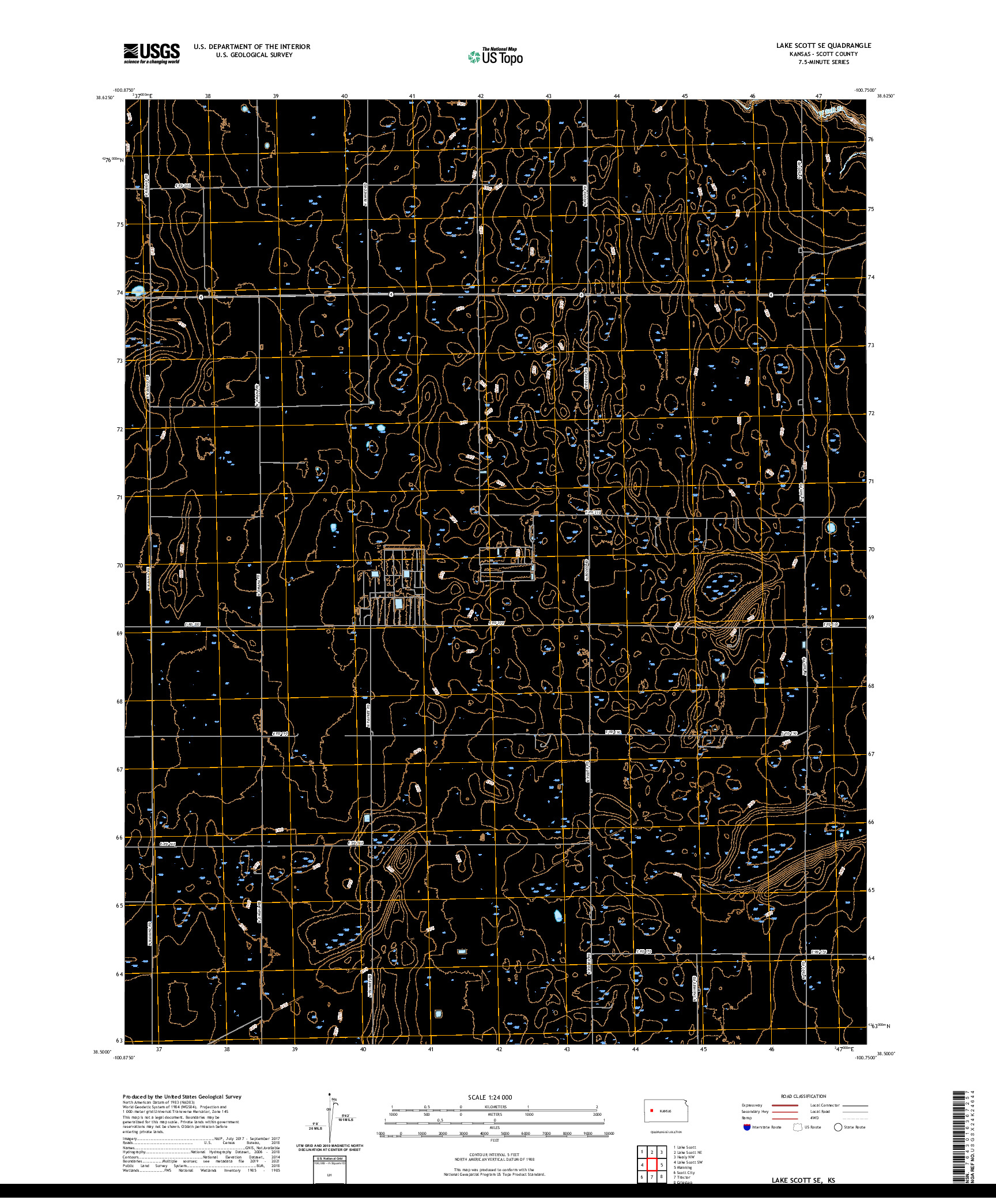 US TOPO 7.5-MINUTE MAP FOR LAKE SCOTT SE, KS