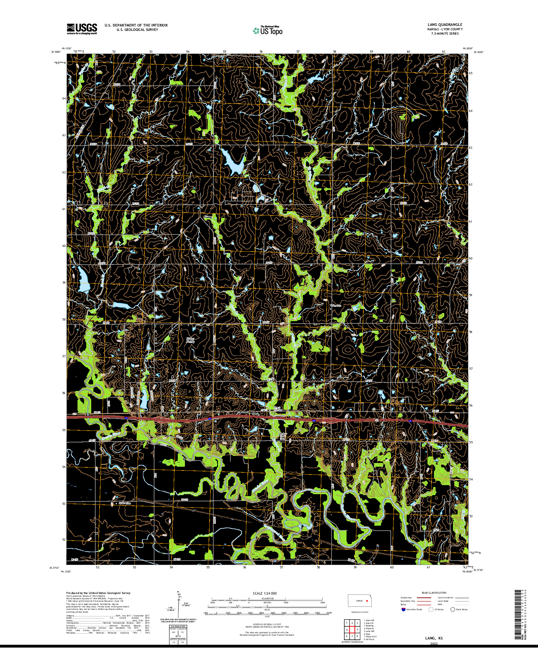 US TOPO 7.5-MINUTE MAP FOR LANG, KS