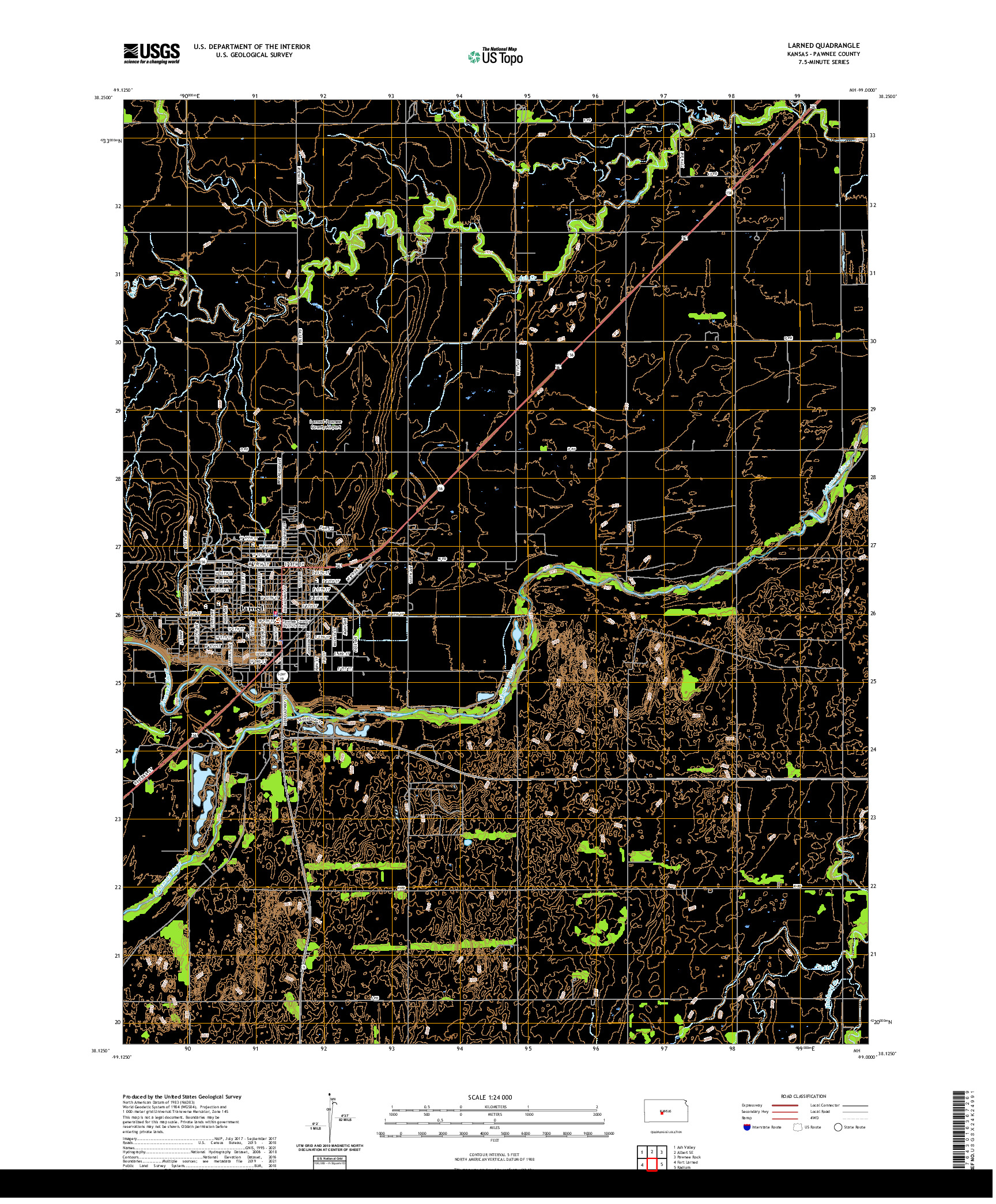 US TOPO 7.5-MINUTE MAP FOR LARNED, KS