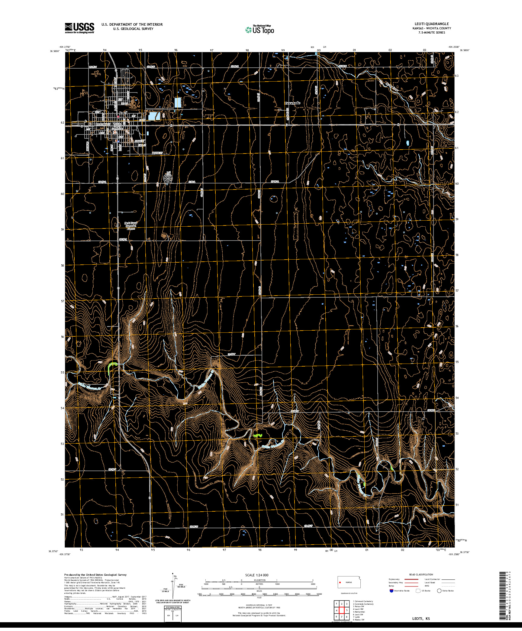 US TOPO 7.5-MINUTE MAP FOR LEOTI, KS