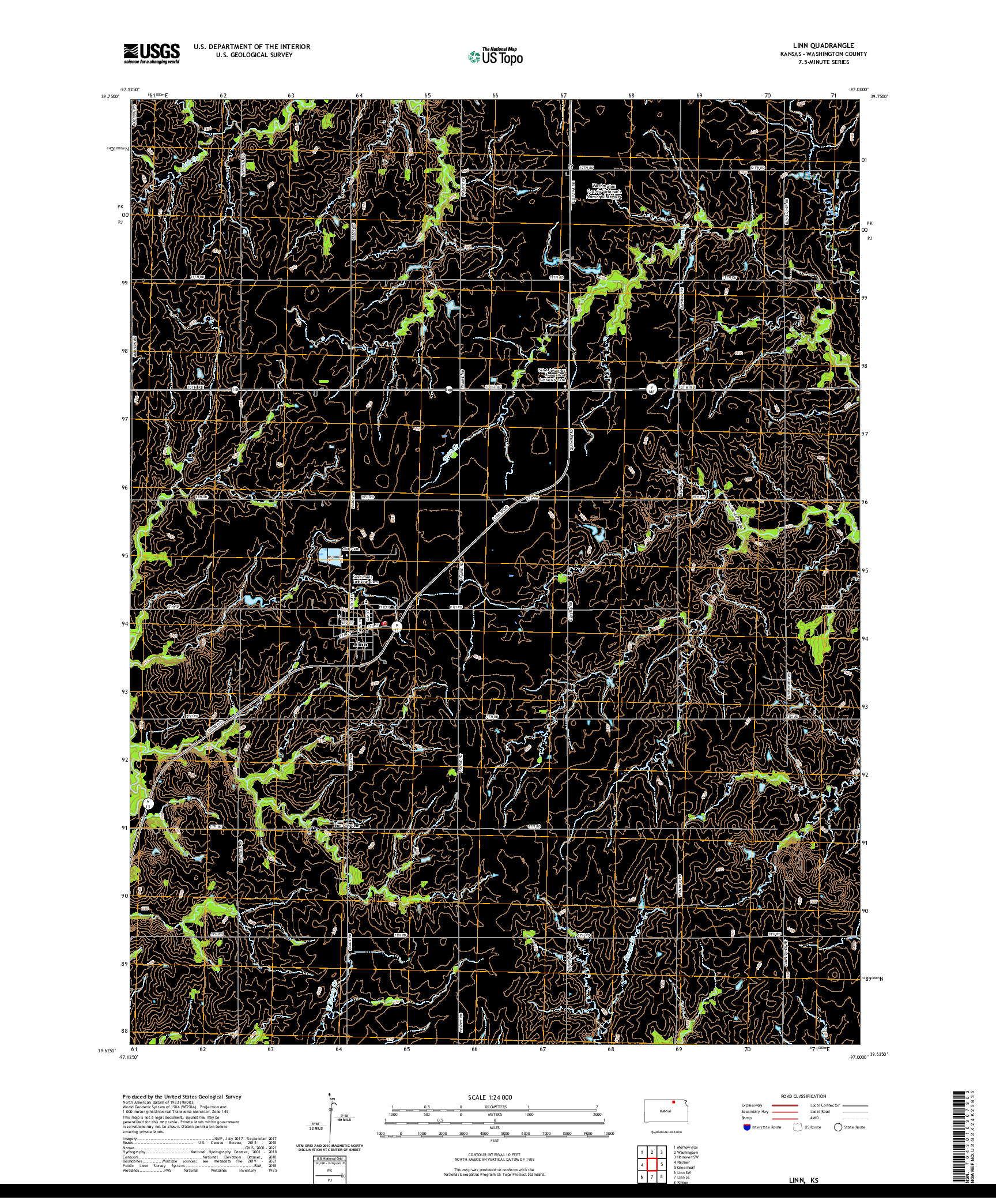 US TOPO 7.5-MINUTE MAP FOR LINN, KS