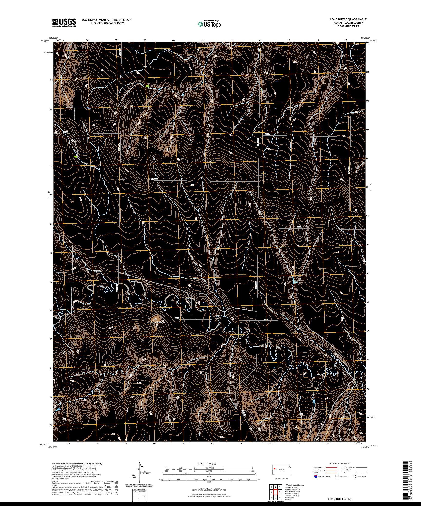 US TOPO 7.5-MINUTE MAP FOR LONE BUTTE, KS