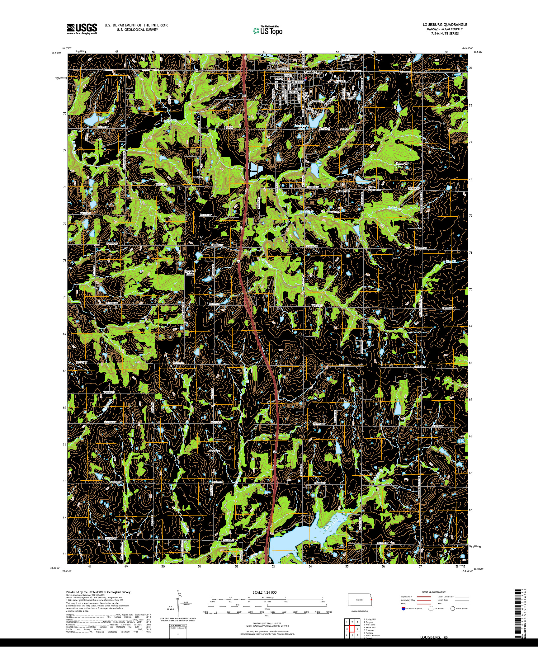 US TOPO 7.5-MINUTE MAP FOR LOUISBURG, KS