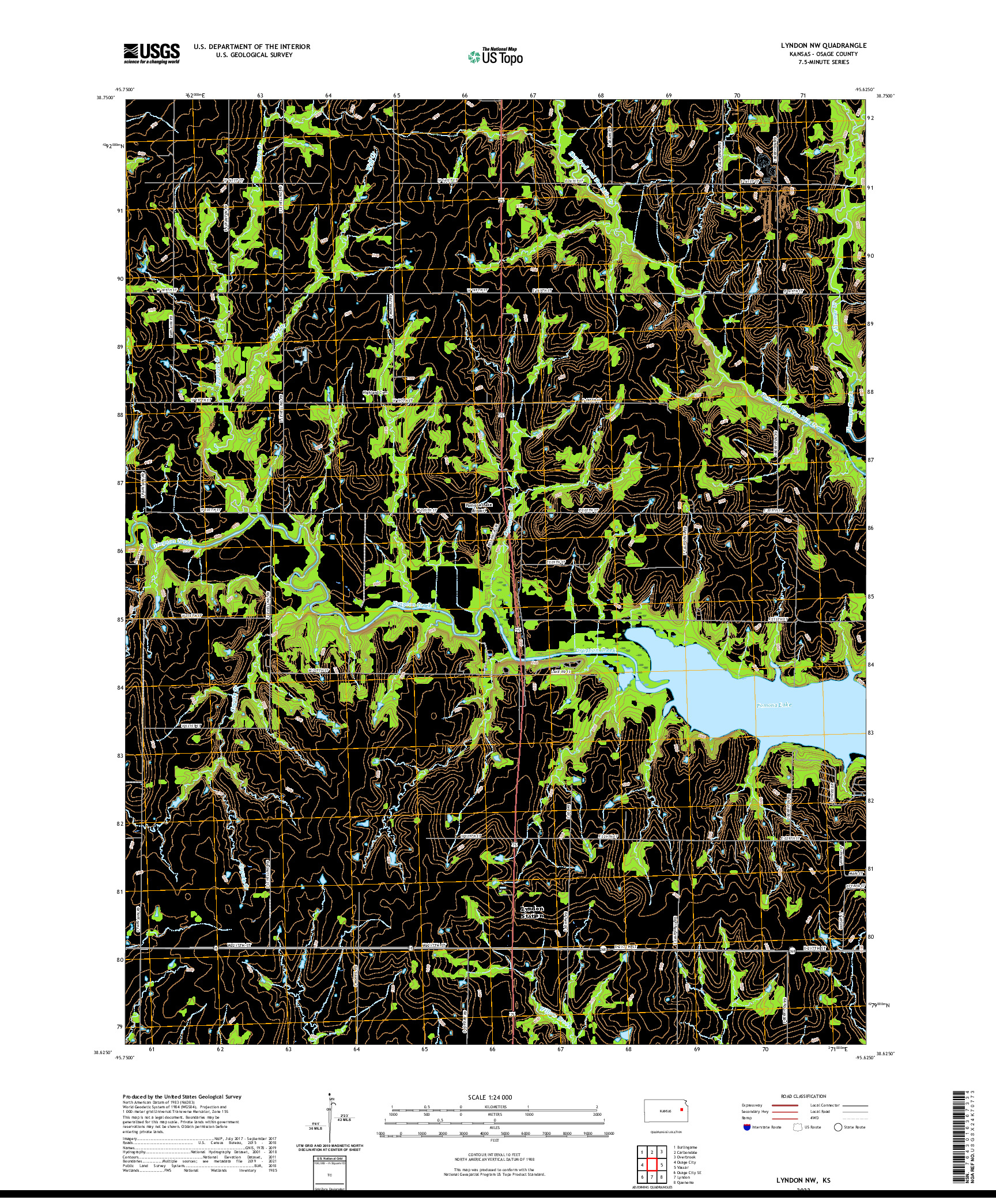 US TOPO 7.5-MINUTE MAP FOR LYNDON NW, KS