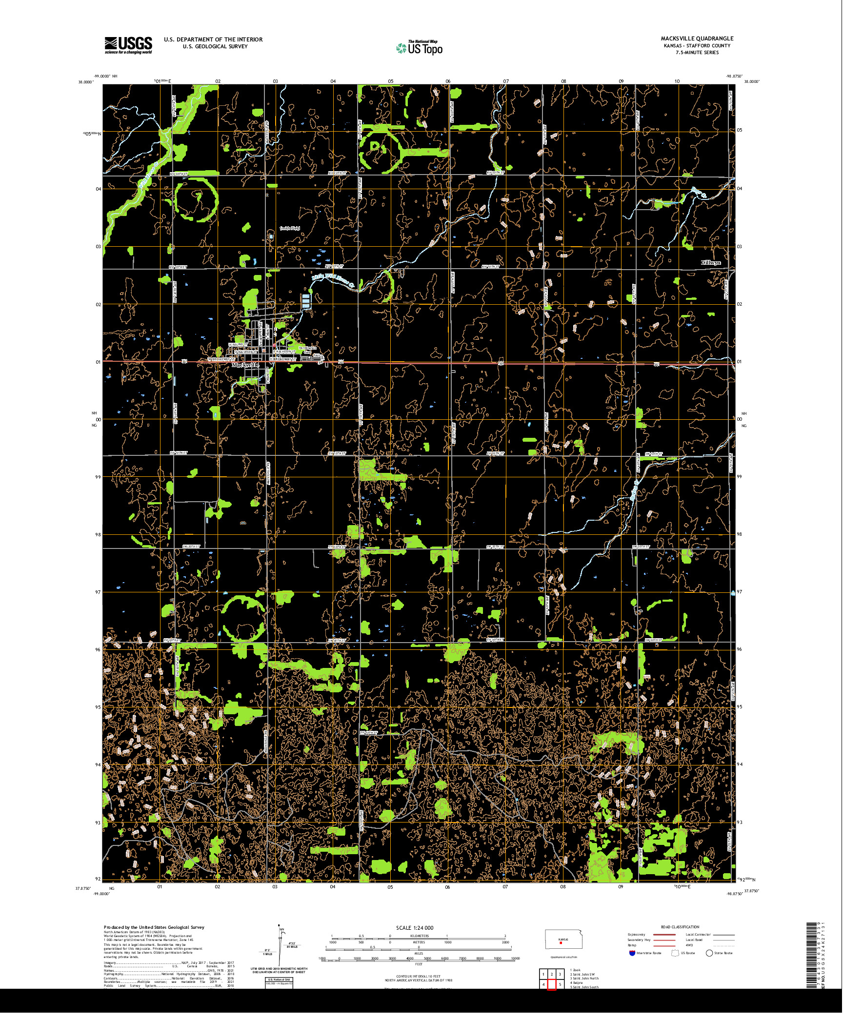 US TOPO 7.5-MINUTE MAP FOR MACKSVILLE, KS