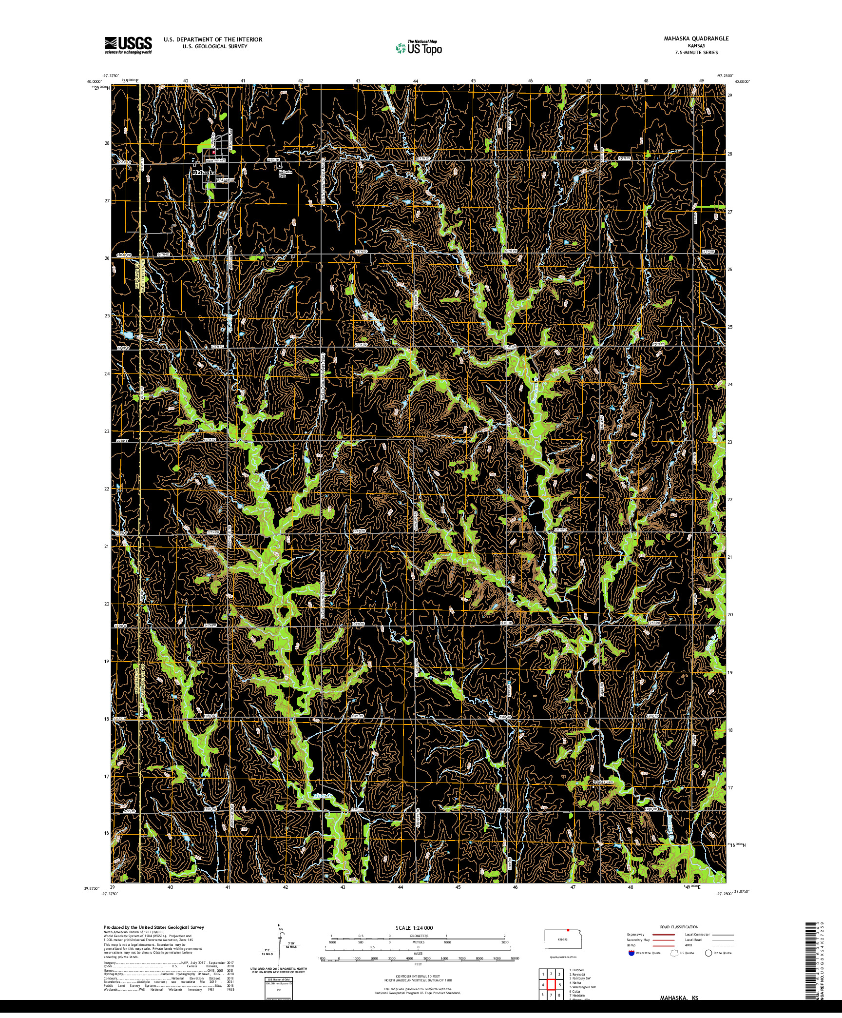 US TOPO 7.5-MINUTE MAP FOR MAHASKA, KS